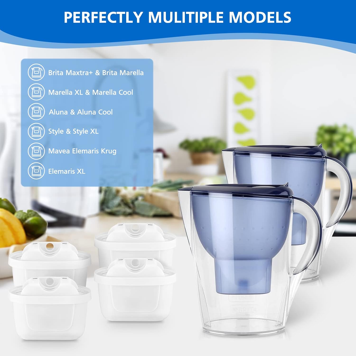 isinlive 8er-Pack Wasserfilter für Brita-Wasserfilterkartuschen, kompatibel mit Brita Maxtra+, für Style, Mavea Elemaris XL-Wassertank – 8er-Pack – Bild 5