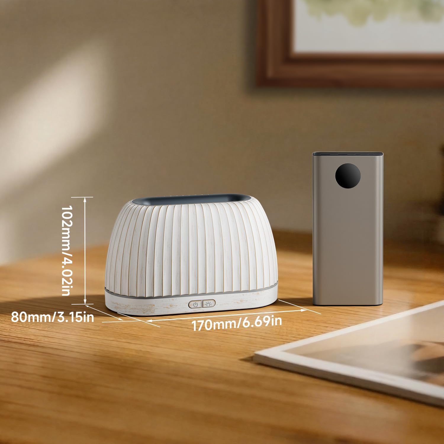 SOULORIGIN Diffusor für ätherische Öle, Flammeneffekt-Aromatherapie mit 7-farbigen LED-Lichtern und automatischer Abschaltung, Ultraschall für zu Hause, 120 ml Samll-Duftdiffusor für ätherische Öle – Weiß – Bild 7