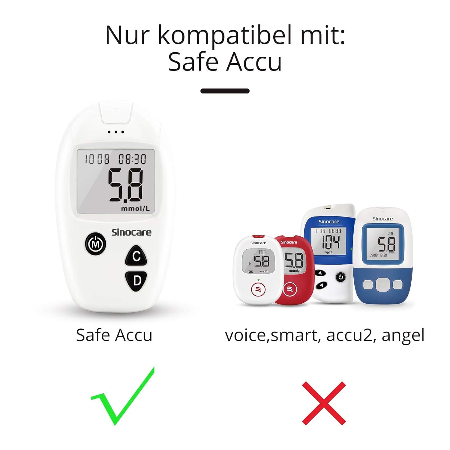 Teststreifen Blutzucker 50 mit Lanzetten 50, Sinocare Safe-Accu Blutzuckerteststreifen-Set, nur für Safe-Accu Blutzuckermessgerät – Bild 3