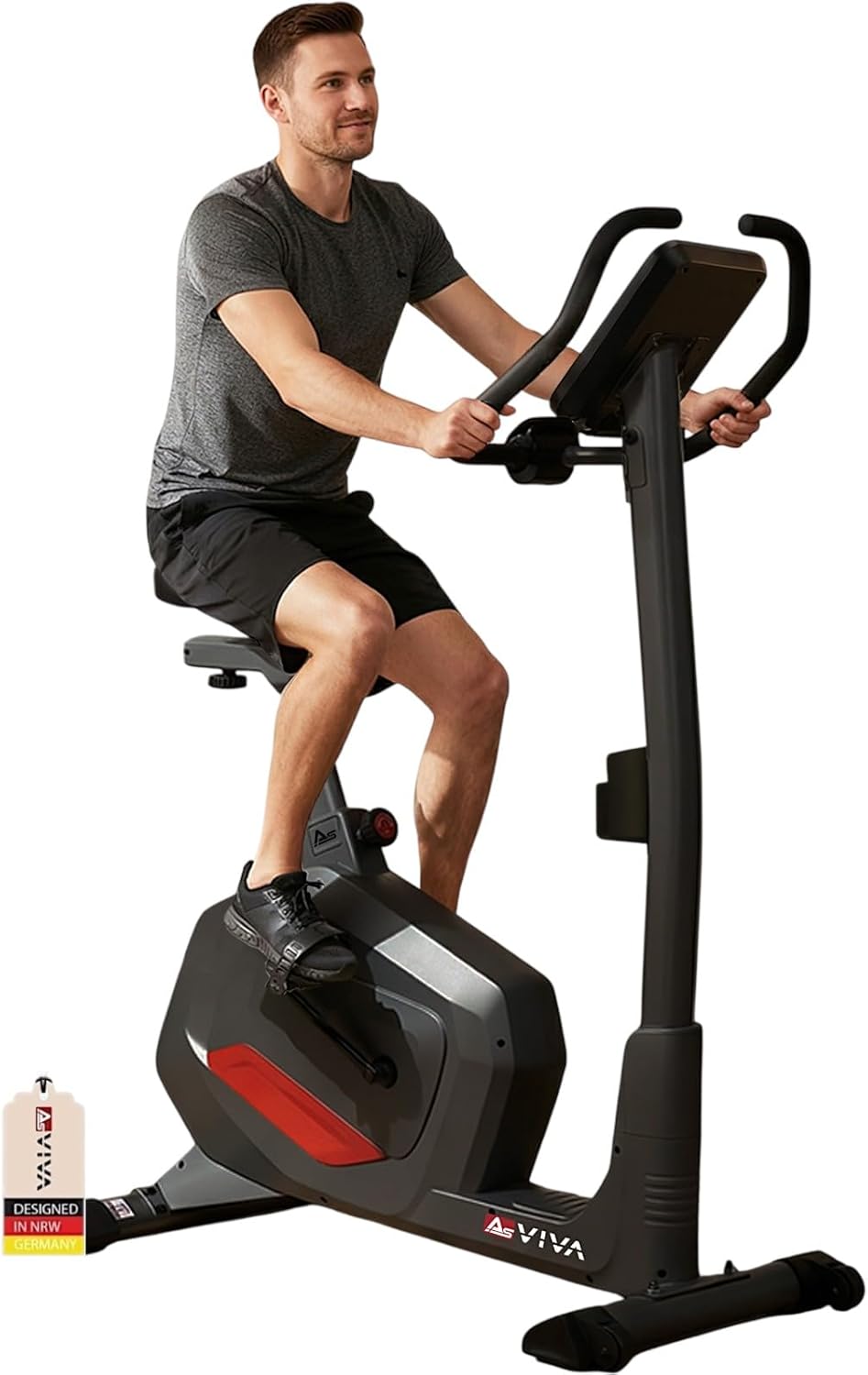 AsVIVA H22 Heimtrainer-Ergometer – Indoor-Bike mit 12 kg Schwungmasse, Bluetooth & App-Steuerung, Pulsmessung, leiser Riemenantrieb, Fitnessgerät für Cardio- & Ausdauertraining zu Hause