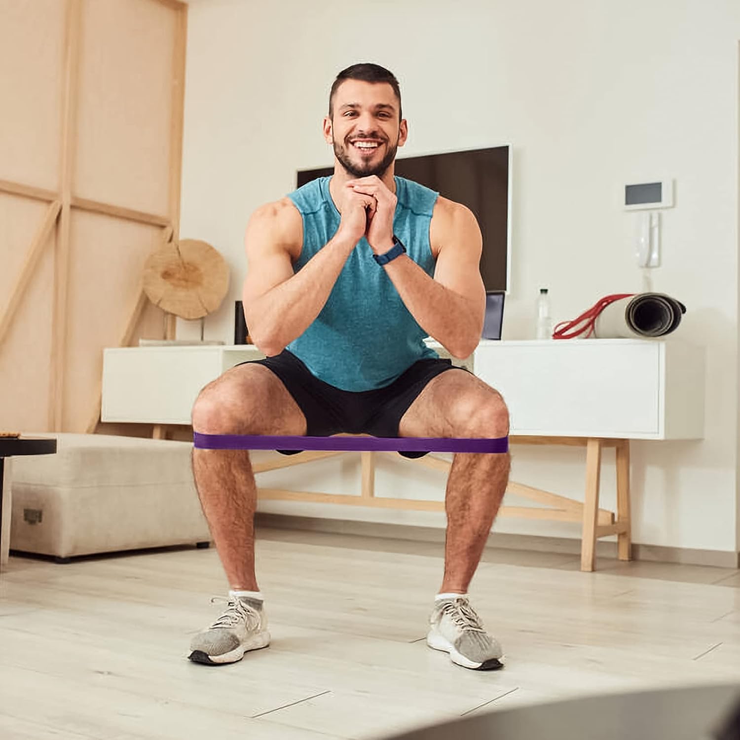 5 Stück Widerstandsbänder, Widerstandsbänder, Fitnessbänder, Widerstandsbänder mit 5 verschiedenen Widerstandsstufen, zum Dehnen von Yoga, mit Tragetasche und Anleitung (evtl. nicht in deutscher Sprache) – Bild 6