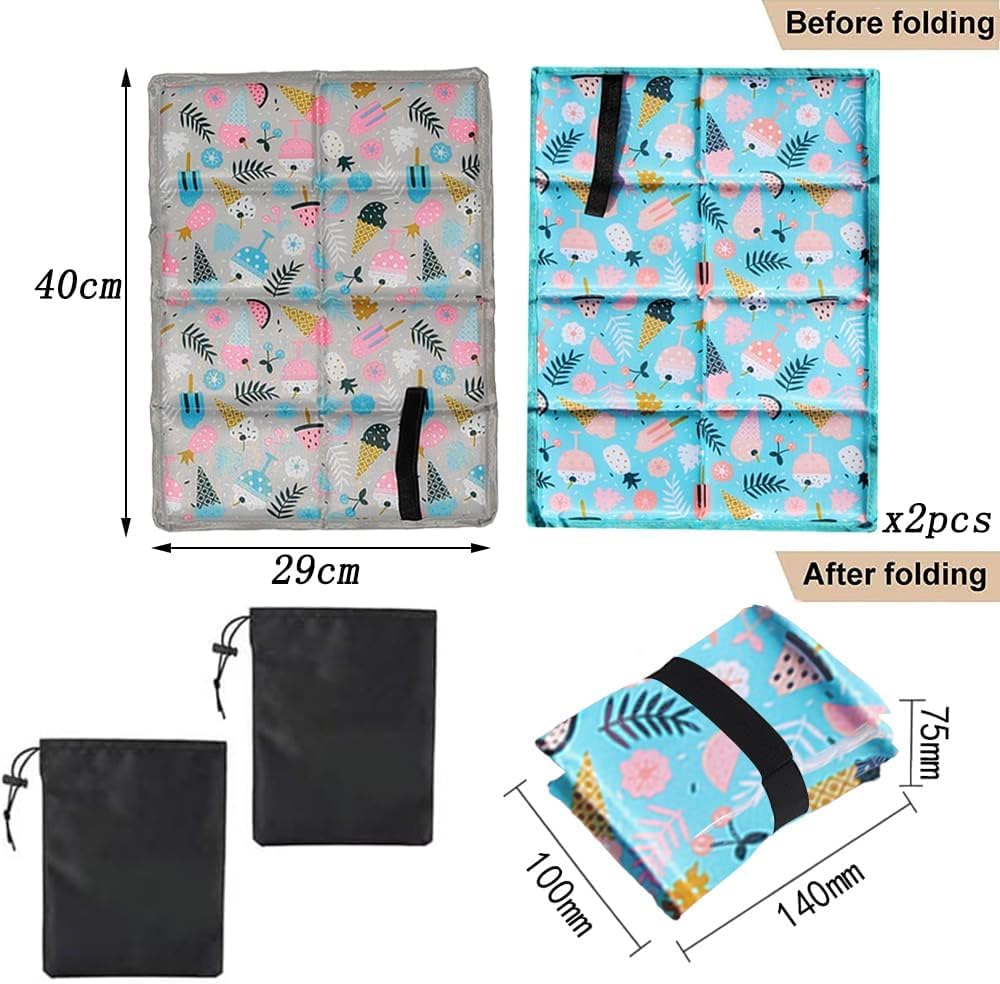 Anyingkai 2 Stück Sitzkissen Outdoor, faltbar, Sitzpolster, Outdoor, Kindersitzkissen, Wandern, wasserdicht, mit 2 Aufbewahrungstaschen für Spielplatz, Camping, Wandern, Picknick – Bild 3