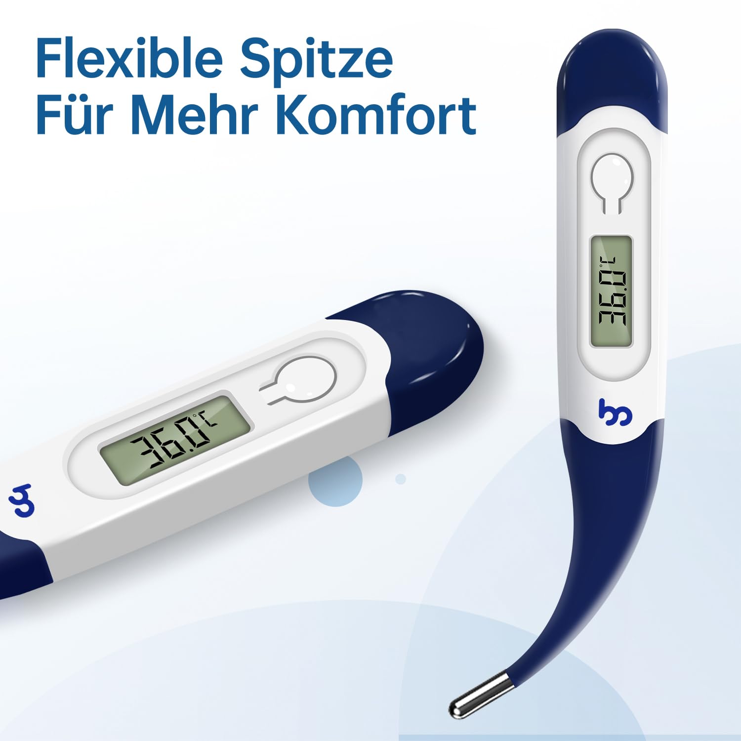 Digitales Thermometer mit flexibler Spitze für Erwachsene, Kinder und Babys, schnelles und genaues medizinisches Mund- und Unterarmthermometer, Rektalthermometer – Bild 3