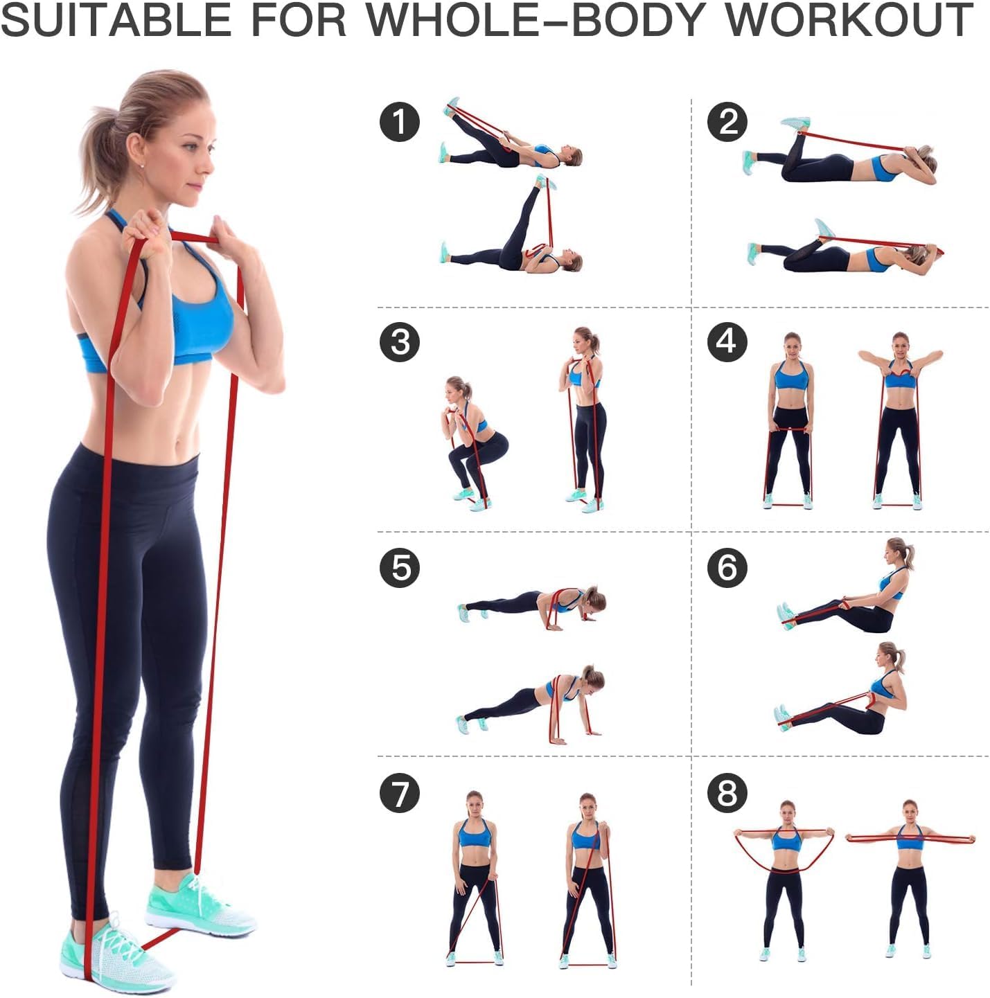 BESTOPE PRO Widerstandsband, Widerstandsbänder-Set für Krafttraining, Klimmzug-Training, Fitnessbänder für Klimmzug, Stretching, Yoga, Krafttraining, Pilates, Crossfit, Männer und Frauen – Bild 9