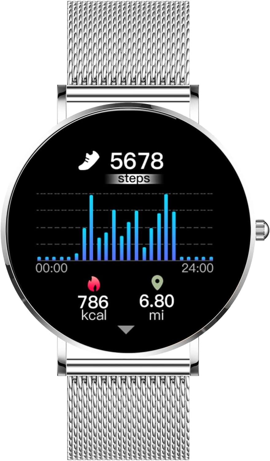 XCOAST SIONA 2 Damen Smartwatch Silber – Feinmaschiges Armband, AMOLED-Display, Fitnessuhr mit Herzfrequenz, Blutdruck & SPO₂, 21+ Sportmodi, IP68 wasserdicht, 7 Tage Akku, Android & iOS – Bild 4