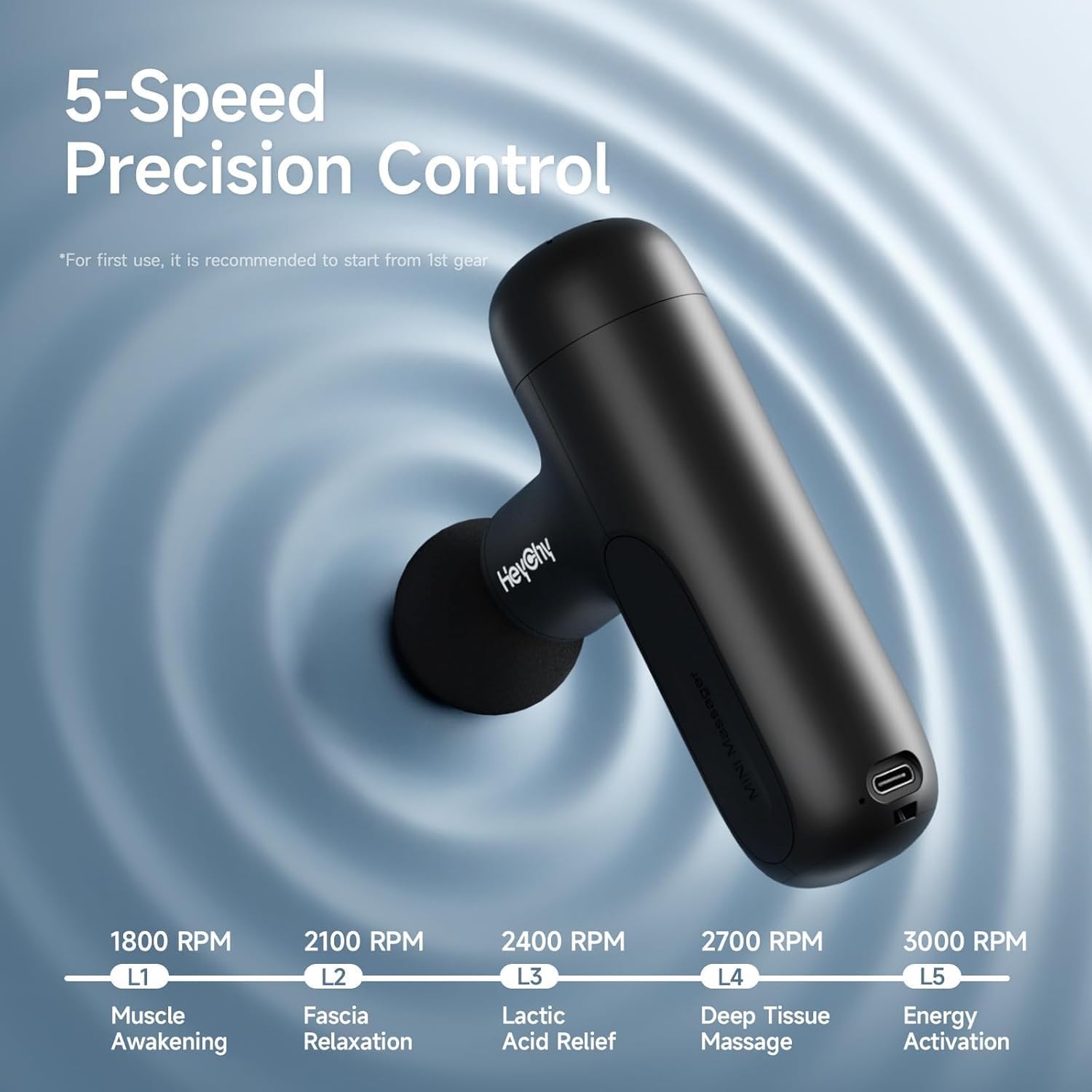 Super Mini Massage Gun Deep Tissue, Handmassagegerät mit 4 Aufsätzen, leise und reisetauglich, ideal zur Linderung von Rücken- und Muskelschmerzen für Zuhause, Fitnessstudio und Büro (Schwarz) – Bild 4