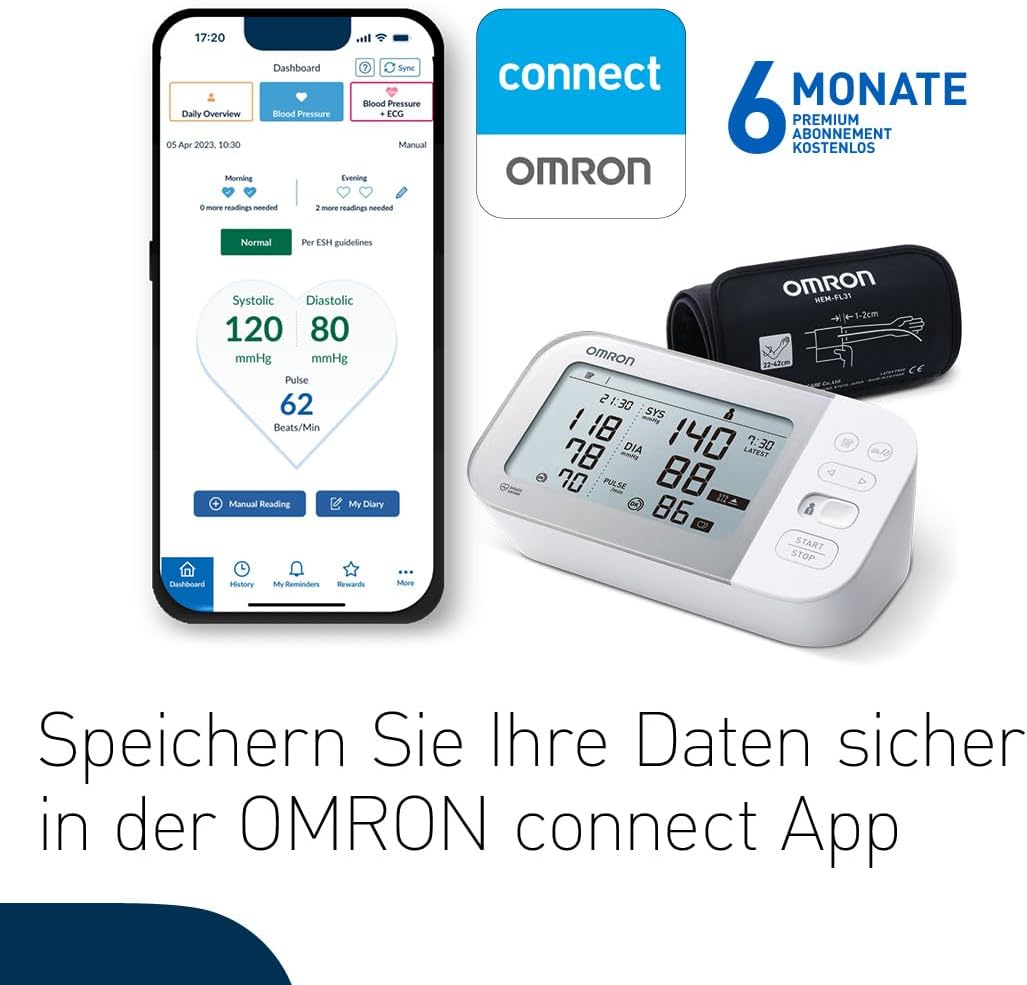 Omron X7 Smart Oberarm-Blutdruckmessgerät mit Bluetooth und Intelli-Wickelmanschette, zeigt mögliches Vorhofflimmern (Afib) an – Bild 6