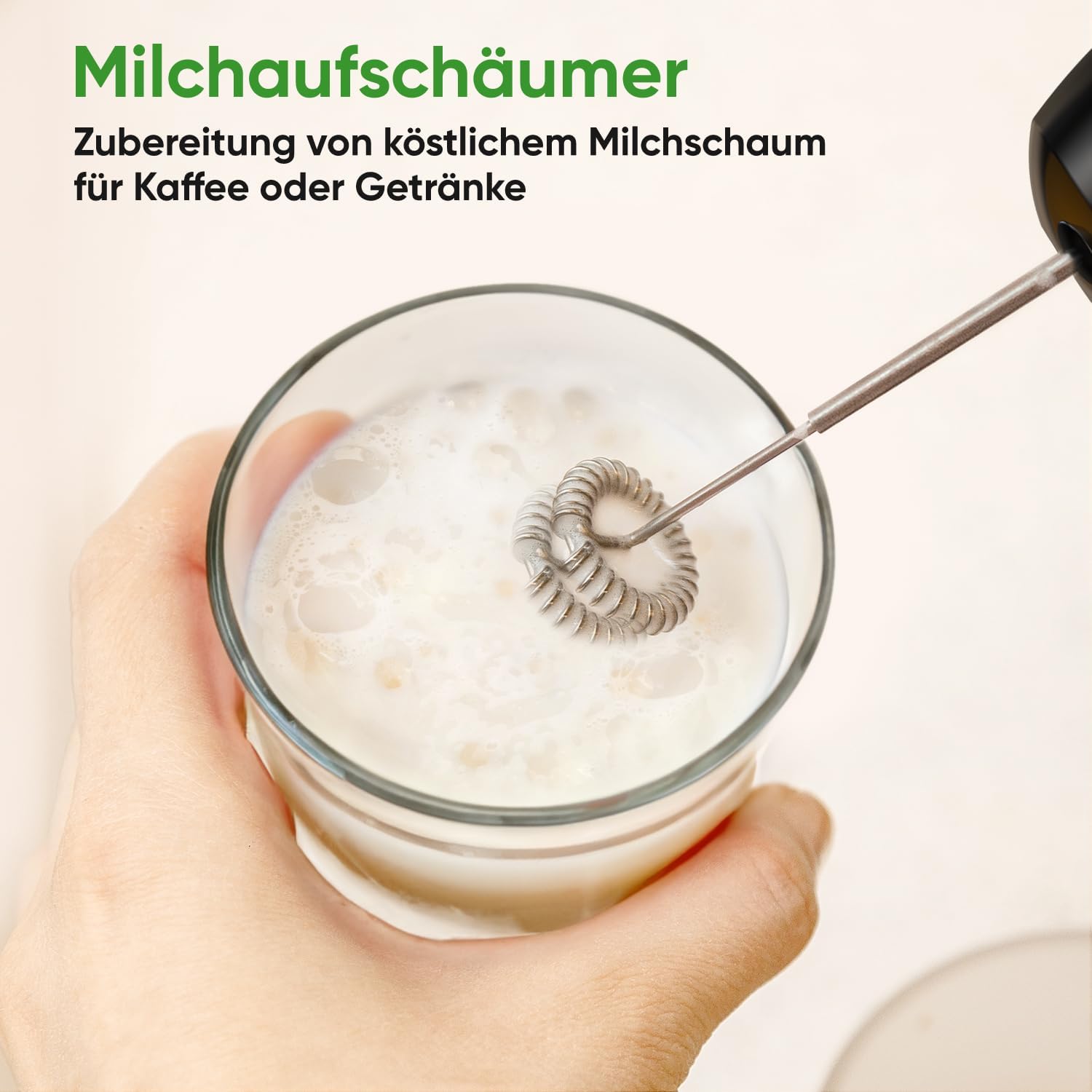 BESROY Stabmixer-Set 5 in 1, 1100 W elektrischer Pürierstab, stufenlose Geschwindigkeit, Edelstahl-Stabmixer mit Zerkleinerer, Schneebesen, Milchaufschäumer und Messbecher, ideal für Suppen, Smoothies – Bild 6