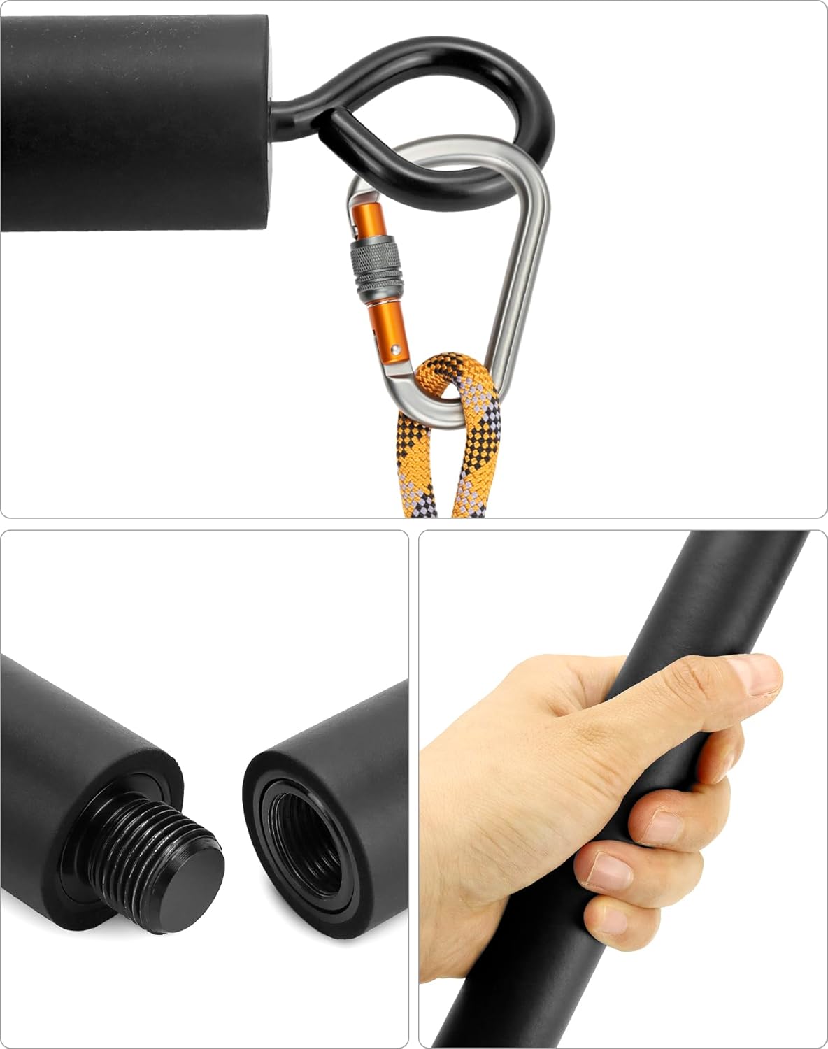 QWORK® Tragbar Widerstandsbänder Stange Pilates Bar für Zuhause und Fitnessstudio – 108 cm – max. Belastung 360kg (abnehmbarer Stock x3) – Bild 4
