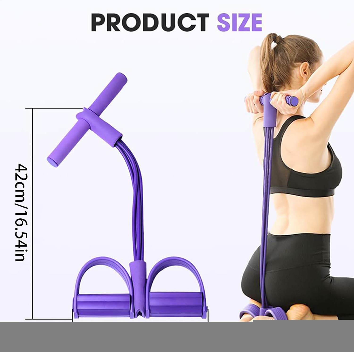Fitnessbänder mit Widerstand | Fitness-Widerstandsband | 4-Röhren-Pedal und Knöchelzug-Widerstandsband | 4 Trainingsbänder mit Fußpedal und Zugseil | Sit-up-Trainingsgerät für Frauen und Anfänger – Bild 3