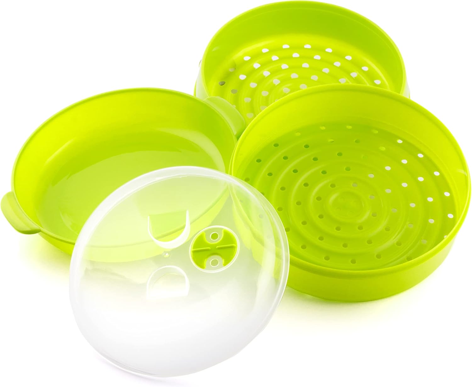 InnovaGoods Fresh Mikrowellen-Doppeldampfgarer, Grün, 22 x 12/17 cm – Bild 3