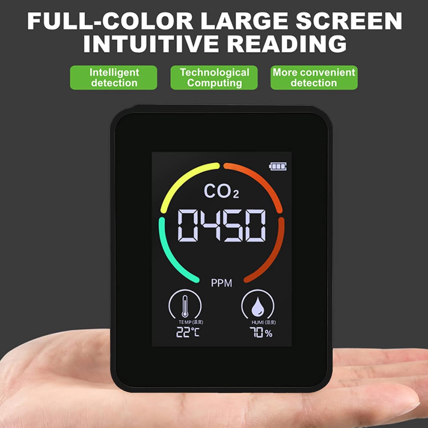 CO2-Detektor, Luftqualitätsmonitor mit TVOC-Sensor, Echtzeitmonitor, einfache Ablesung zu Hause – Bild 5