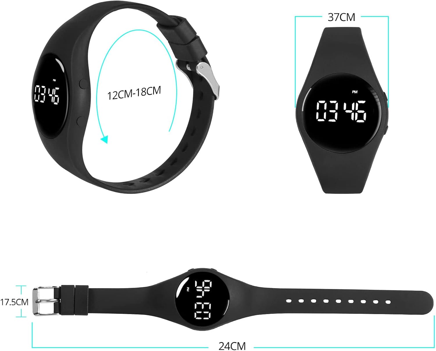 LEBEXY Schrittzähler-Uhr, einfacher Schrittzähler, ohne Bluetooth/ohne App/ohne Handy, Fitness-Armband, Tracker zum Joggen, Walken, Laufen für Damen und Herren, Fitness-Uhr für Schwimmen, Sauna – Bild 7
