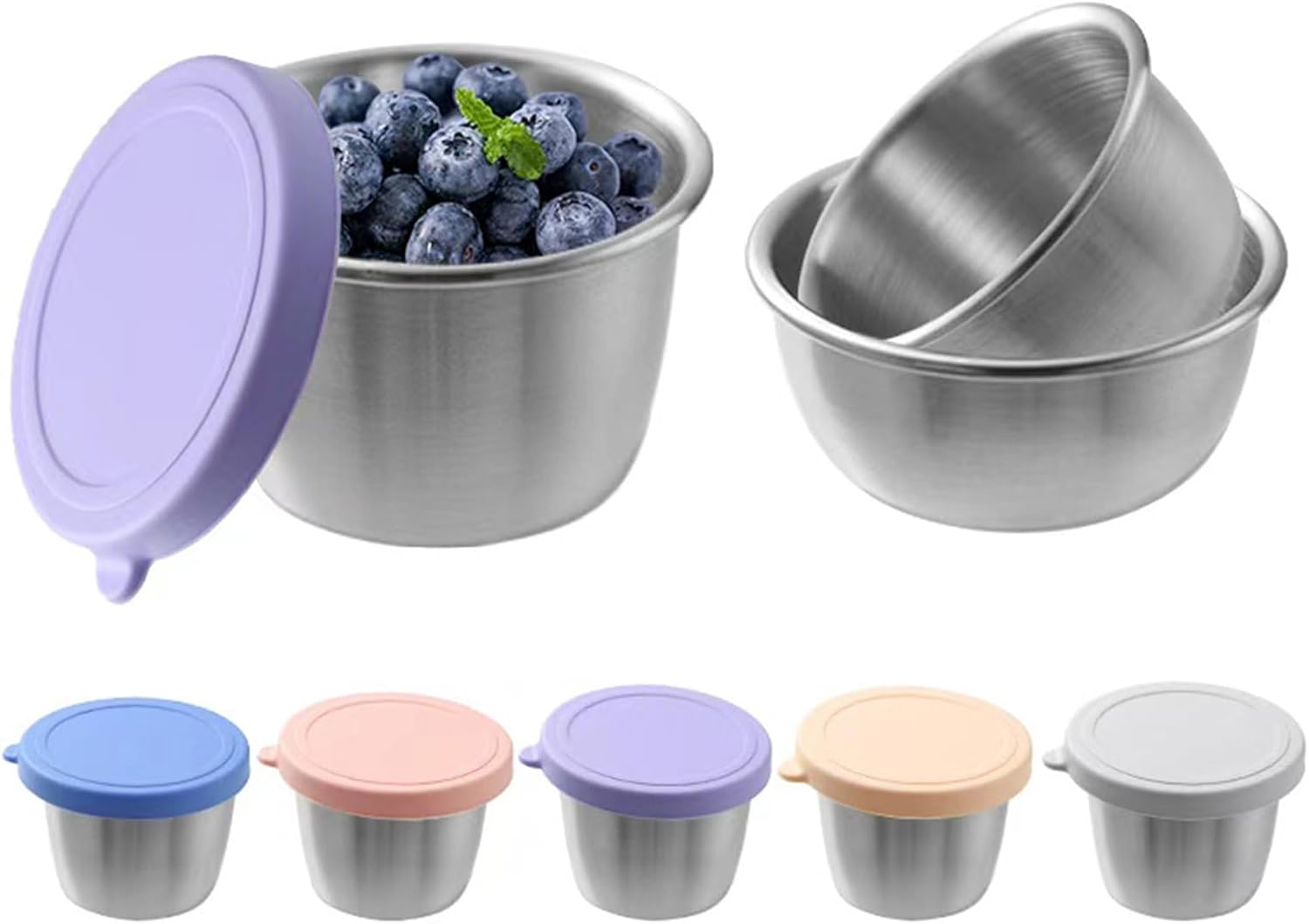 PandaEar Edelstahl-Behälter für Salatdressings mit Deckel – Set mit 6 Mini-Dosen mit Deckel, auslaufsichere Saucenbehälter, kleine Lebensmittelbehälter für Lunchbox und Essenszubereitung – Bild 2