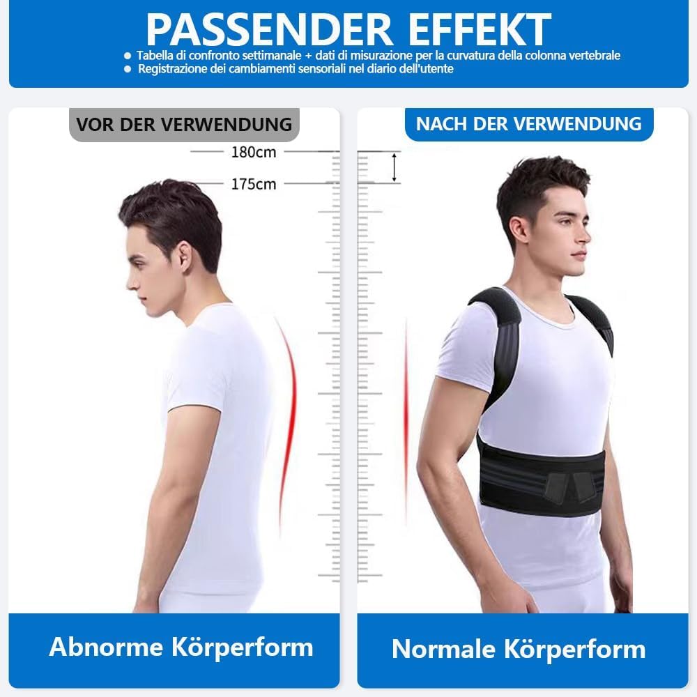 Rückenglätter, verstellbarer Rückenstützgürtel zur Haltungskorrektur Rücken Damen Herren, bequeme Rückenstütze, zur Schmerzlinderung im oberen und unteren Bereich (Schwarz0923) – Bild 3