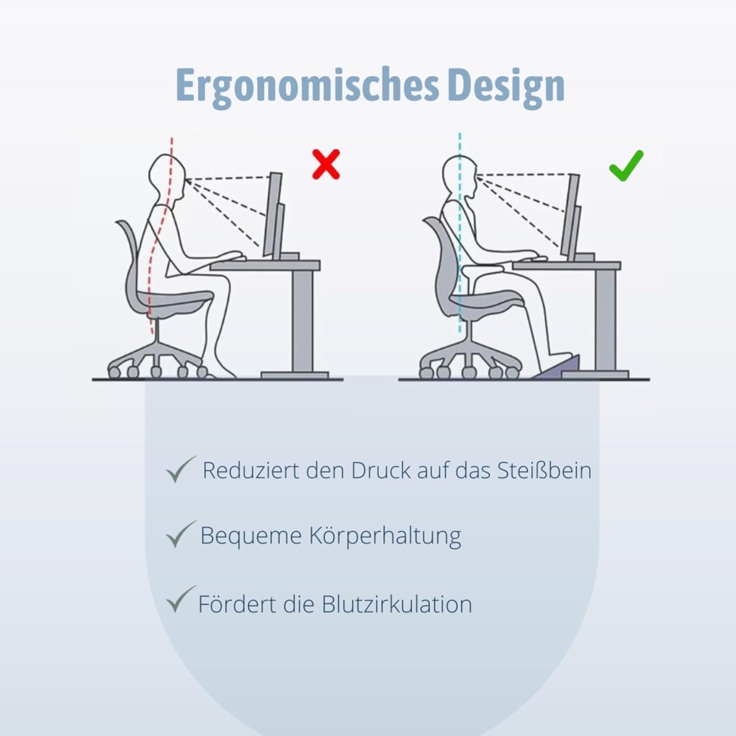 BUDDLEY Ergonomische PP-Kunststoff-Fußstütze für Büro oder Heimbüro – verstellbar (6 Positionen) – mit Massagerädern – rutschfest – Weiß – Bild 5