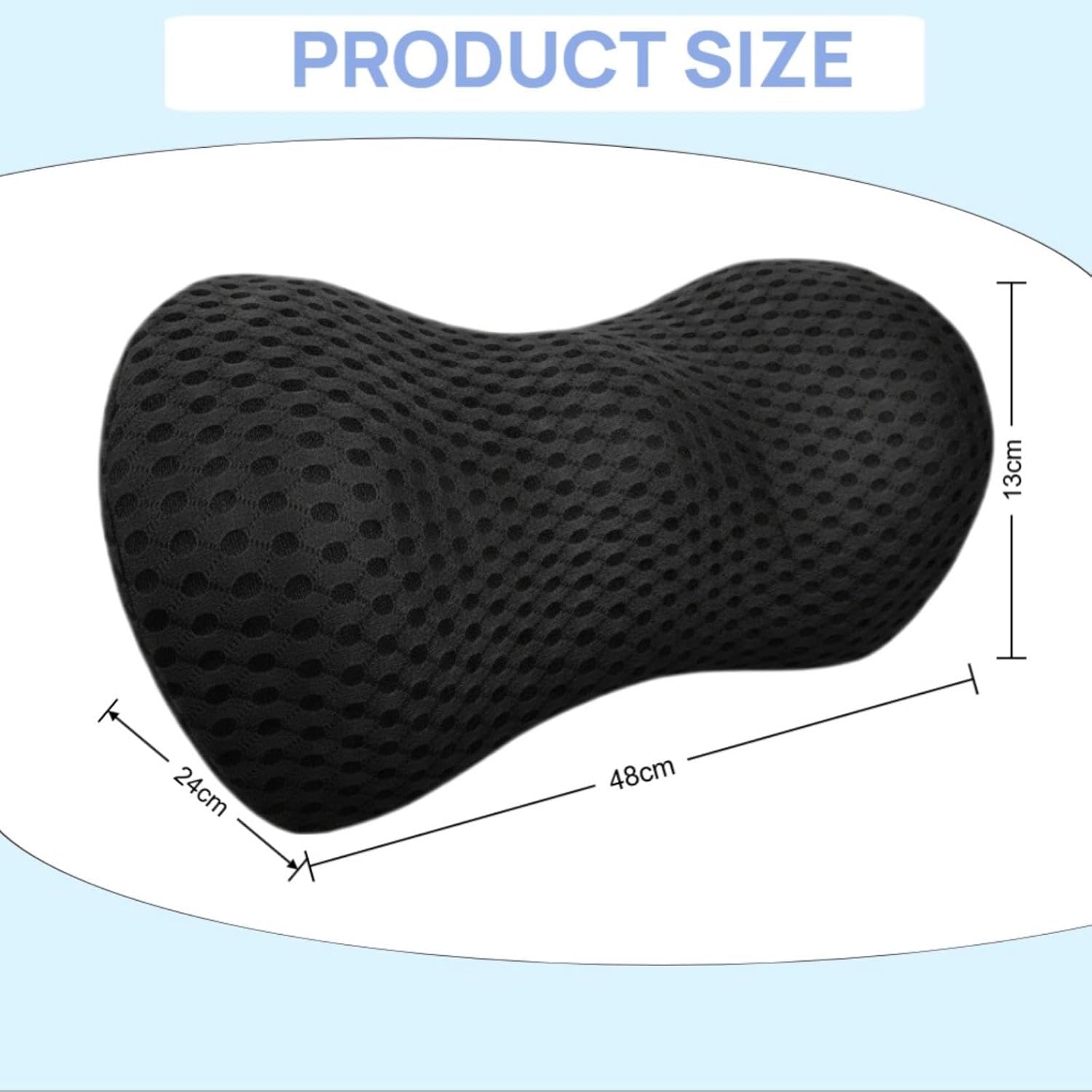 Ergonomisches Memory-Schaum-Lendenkissen, orthopädisches Rückenkissen für Bett, Bürostuhl und Auto, grau, mit Lordosenstütze und Steißbein-Entlastung (schwarz) – Bild 3