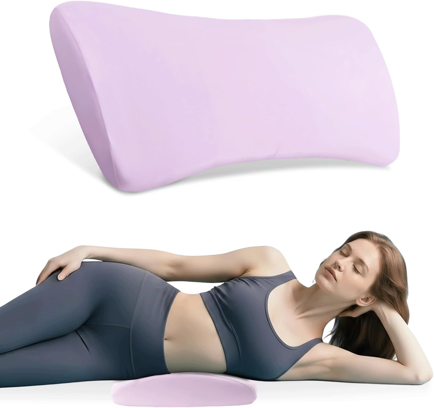 Orthopädisches Memory-Schaum-Lendenkissen, ergonomische Rücken- und Lendenwirbelstütze, Rückenstützkissen für Bett und Sofa, Rückenkissen zum Schlafen, abnehmbarer waschbarer Bezug (Pink)