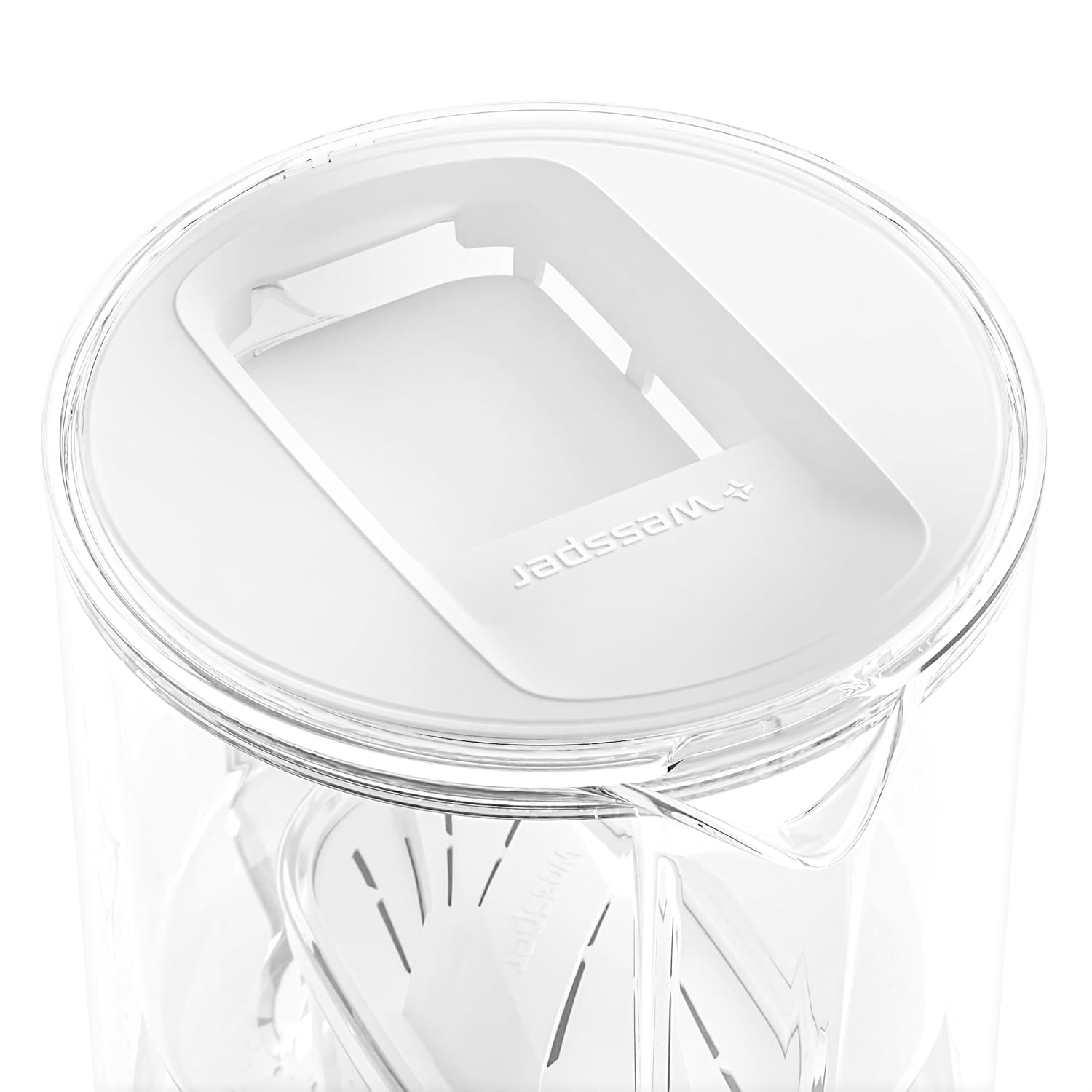 Wessper Wasserfilterkanne aus Glas, 3 l, kompatibel mit Brita Maxtra, inklusive 1 Wasserfilterkartusche, reduziert Kalk und Chlor, weiß – Bild 3