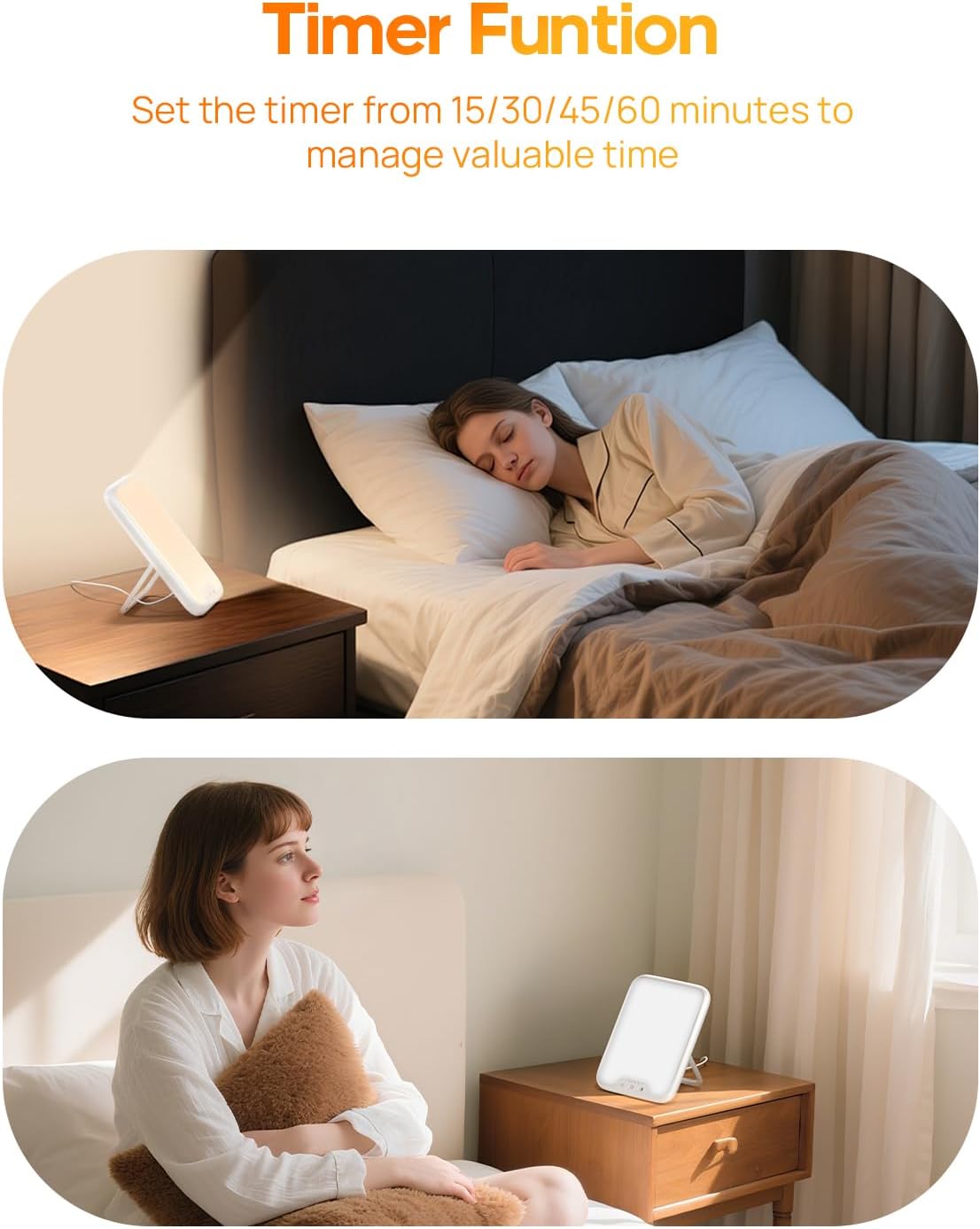Tageslichtlampe, 10000 Lux Lichttherapielampe mit 3 Farbtemperaturen, stufenlosem Dimmen, 4 Timern, flimmerfreier und UV-freier LED-Technologie für Zuhause und Büro – Bild 4