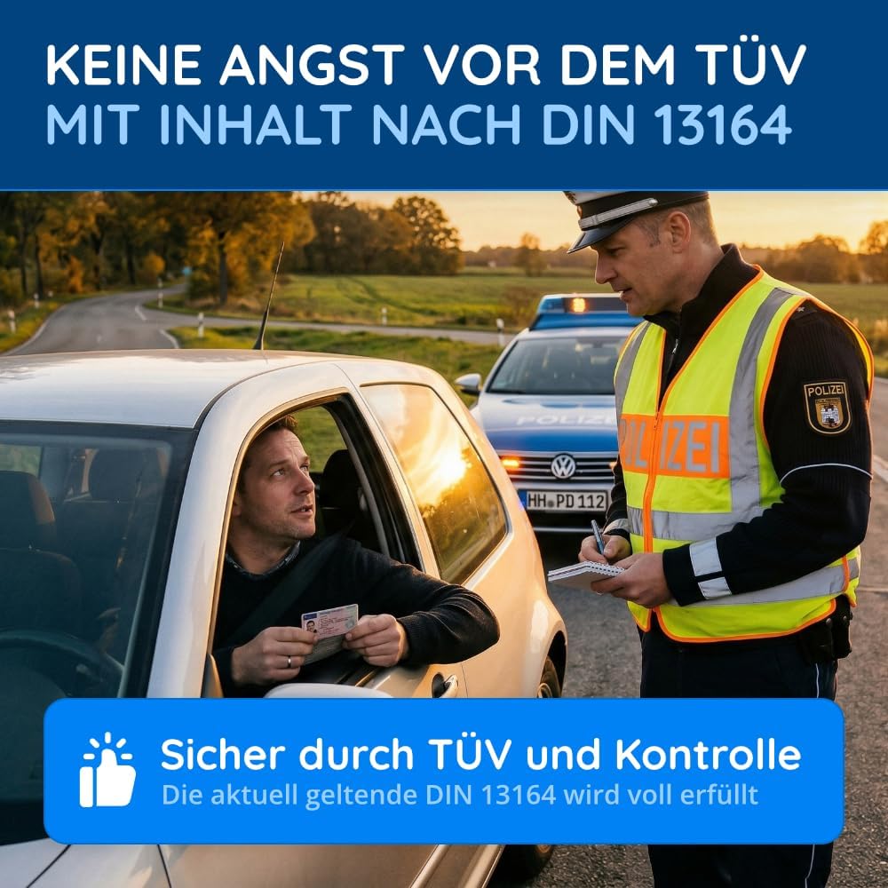 KFZ-Verbandstasche nach aktueller DIN 13164:2022, gültig für 2023 nach StVO, Verbandskasten/Verbandskasten/Verbandkasten Auto/Motorrad, schwarz – Bild 4