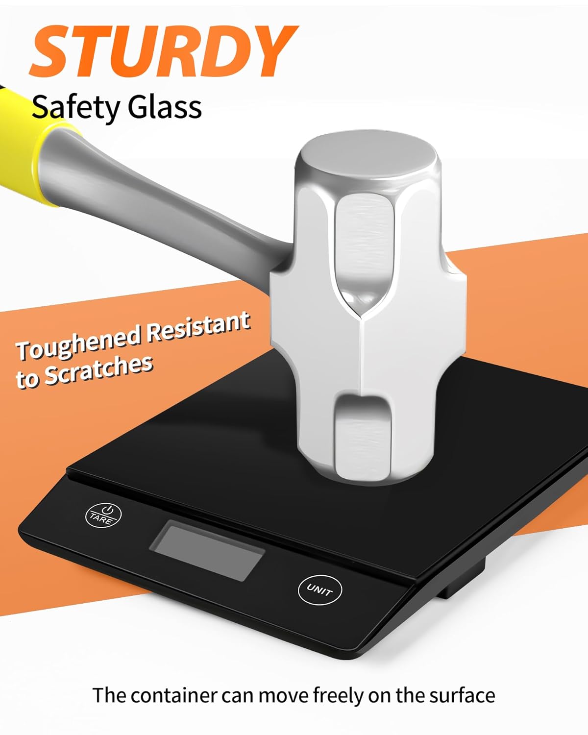 Digitale Küchenwaage mit geneigtem Display, digitale Küchenwaage aus Glas, hohe Präzision 1 g, Tara-Funktion, wasserdichte 10 kg Lebensmittelwaage, Touchscreen inklusive Batterien, schwarz – Bild 4