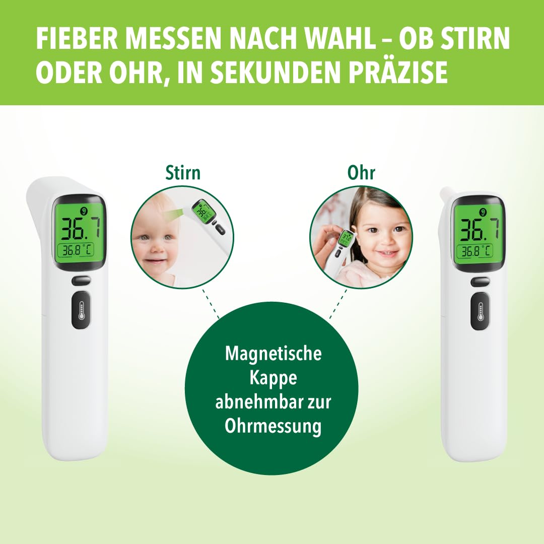Digitales Fieberthermometer für Babys, Kinder und Erwachsene, Infrarot-Thermometer zur Fiebermessung, Fieberalarm, Stirnthermometer berührungslos, Fiebermessgerät vielseitig einsetzbar – Bild 2