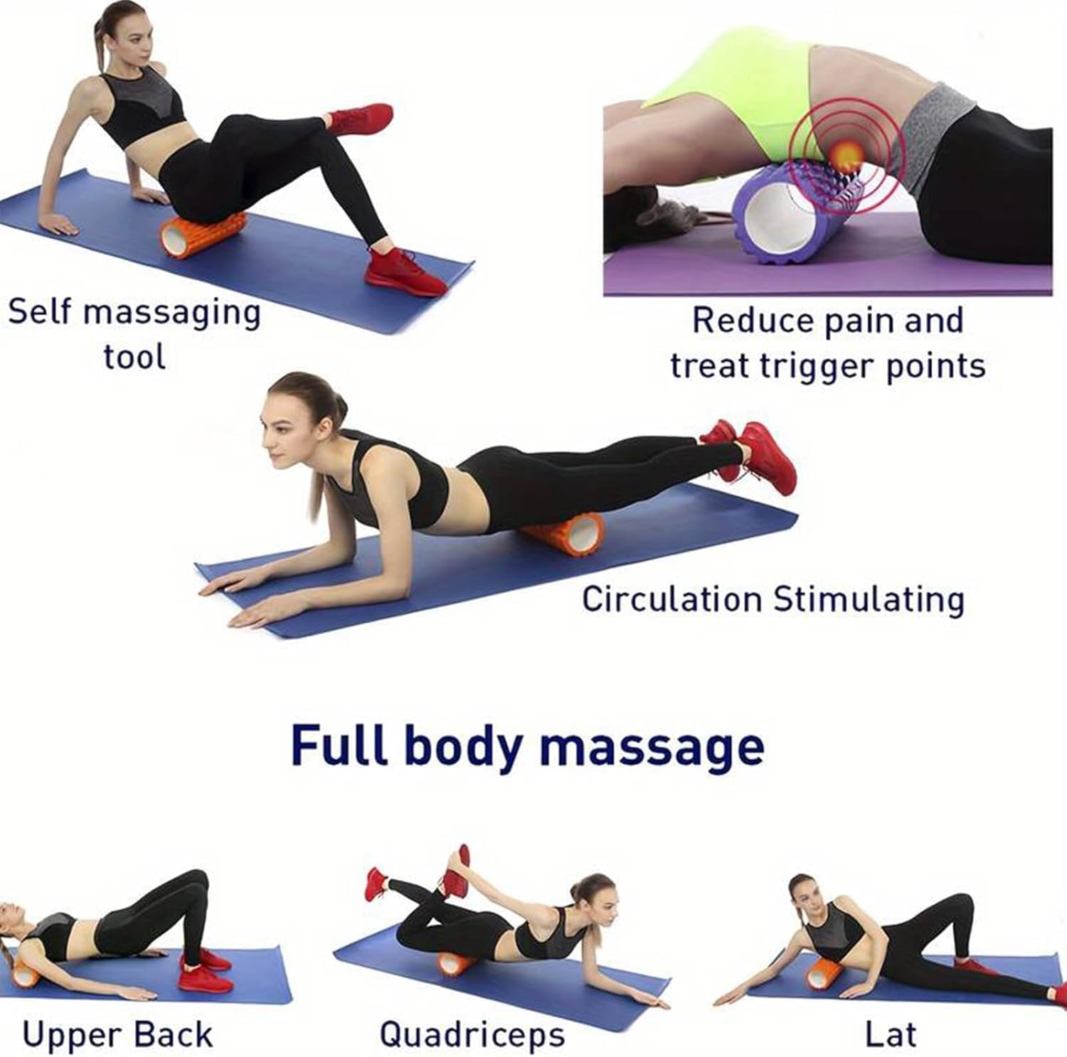 Senken Faszienrolle Wirbelsäule (30 x 10 cm), Schaumstoffrolle mit 3D-Texturmassage, Hartschaumrolle zur Selbstmassage, Muskelverspannung, Faszienrolle für Yoga, Sport, Fitness, Pilates – Bild 5
