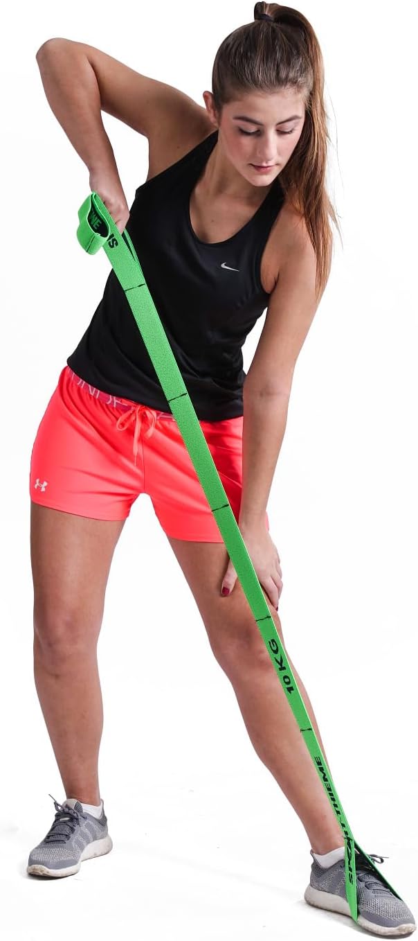 Sport-Thieme Fitnessband für Arme und Beine, elastisches Textilband, Gymnastikband, Widerstandsband mit Schlaufen, 3 Zugstärken und Farben: L: 96 cm Latex-Polyesterfäden Markenqualität – Bild 9