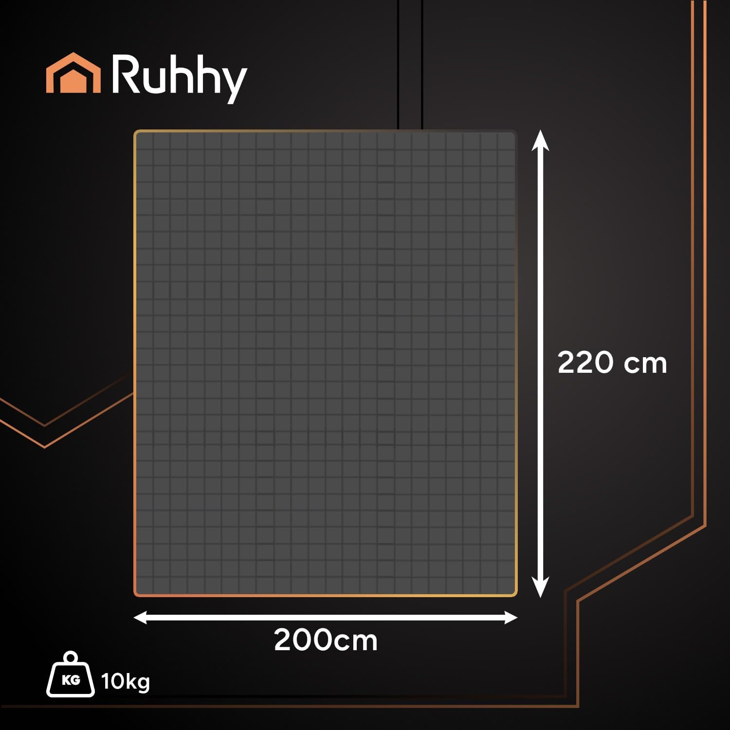 Ruhhy Gewichtsdecke 10 kg 200 x 220 cm – große doppellagige Decke in Grau mit Glasperlen, gleichmäßige Druckverteilung, pflegeleicht 30 °C, beidseitig verwendbar, für Entspannung und erholsamen Schlaf – Bild 5