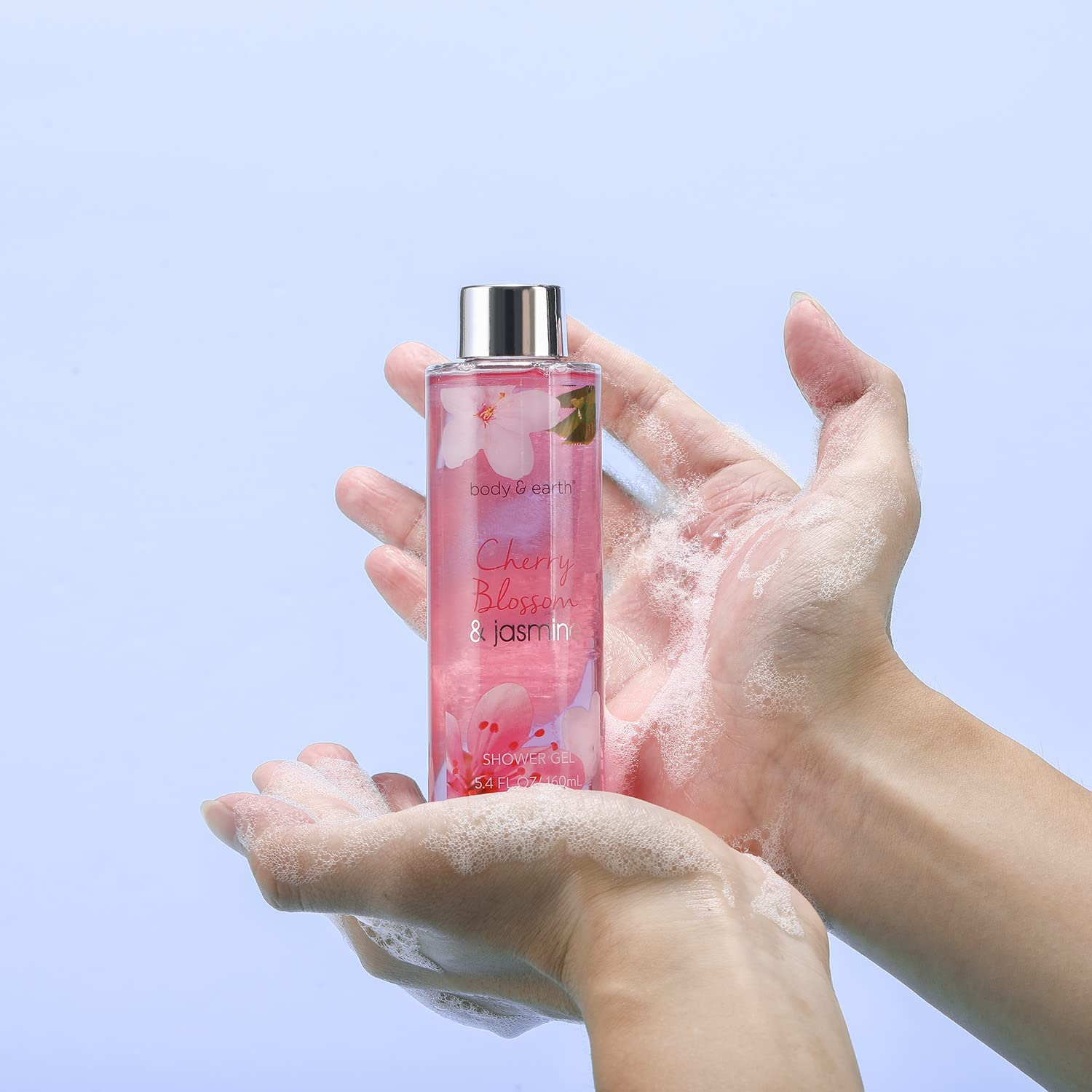 Body & Earth 8-teiliges Spa-Geschenkset für Frauen, Kirschblüten- und Jasminduft, Schaumbad, Duschgel, Badesalz, Körperlotion, Geburtstagsgeschenk, Geschenk für Frauen, Mama, Freundin, Weihnachten – Bild 3
