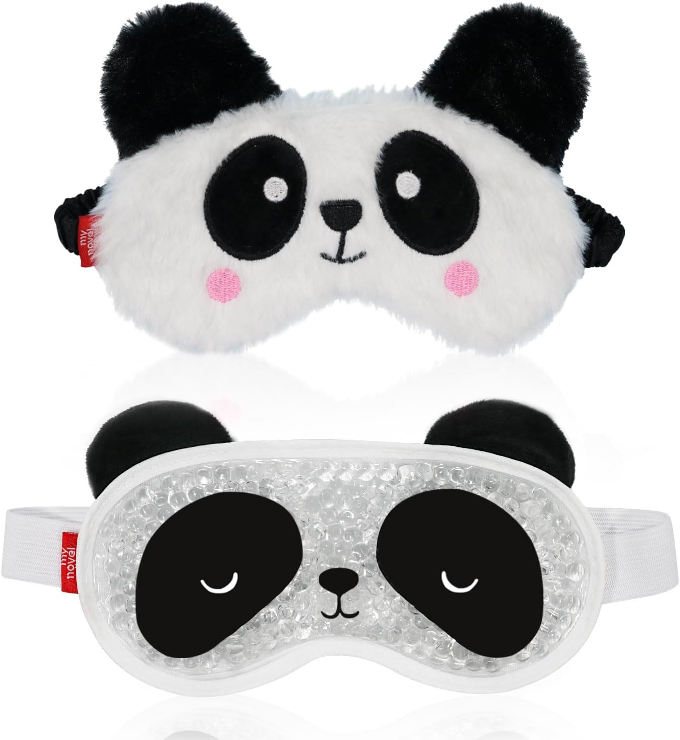 my Novel Things Augenmaske kühlend, Panda-Schlafmaske, 2 Stück, Schlafentspannung, Augenmaske mit Gel-Kühlmaske für heiße Kältetherapie, geschwollene und müde Augen, Geschenk für Frauen und Mädchen