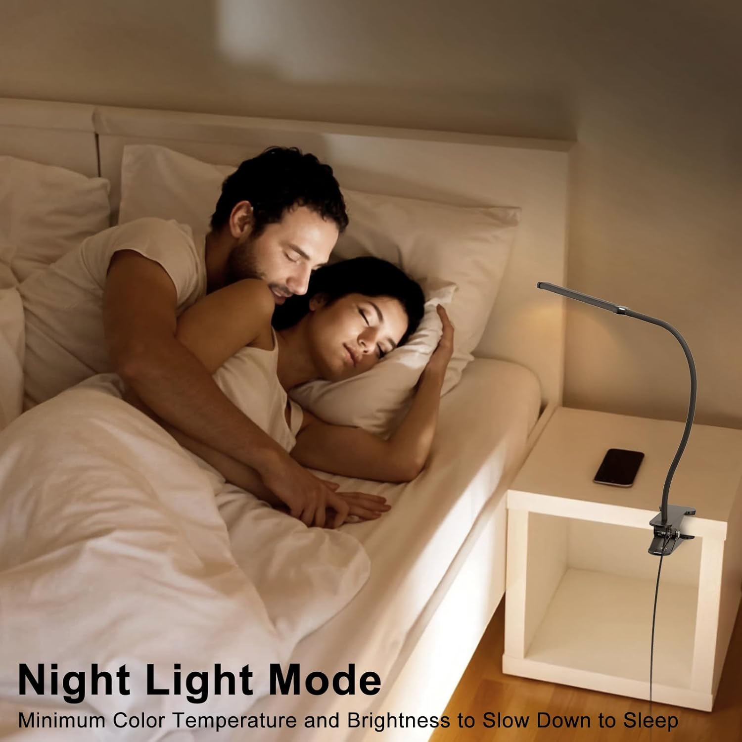 Mojimdo Schreibtischlampe 77 LED mit Fernbedienung (beeindruckende Lichtleistung) 40 cm Klemmlampe, 3 Farben & 5 Helligkeitsstufen, 360° flexibel mit USB-Ladegerät – Bild 5