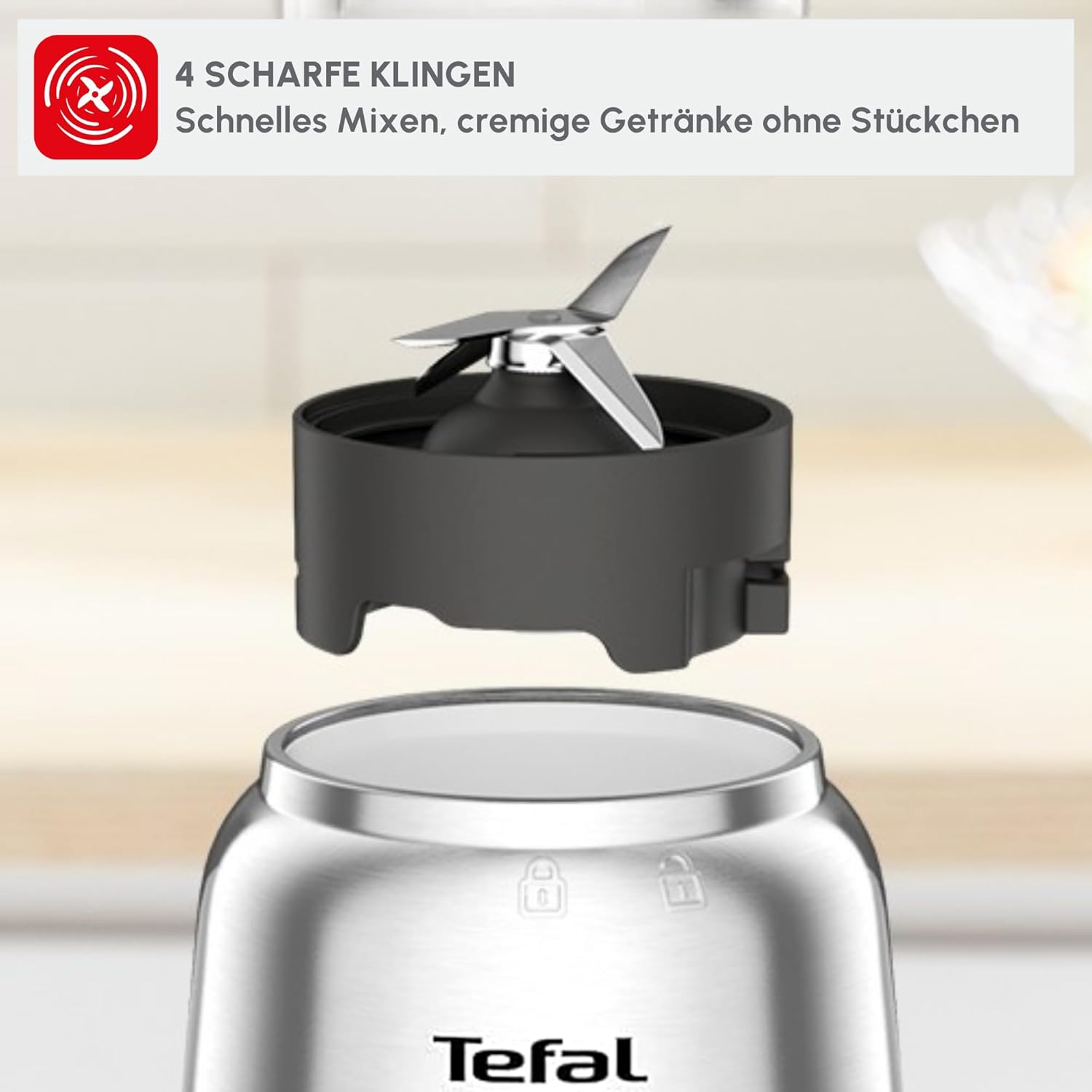 Tefal Mix and Move BL15FD Mini-Standmixer, 300 Watt, 2 Flaschen To-Go aus Premium-Tritan, kompaktes Design, leicht zu reinigen, abnehmbare Klingen, Ein-Knopf-Bedienung, Silber/Grau – Bild 7