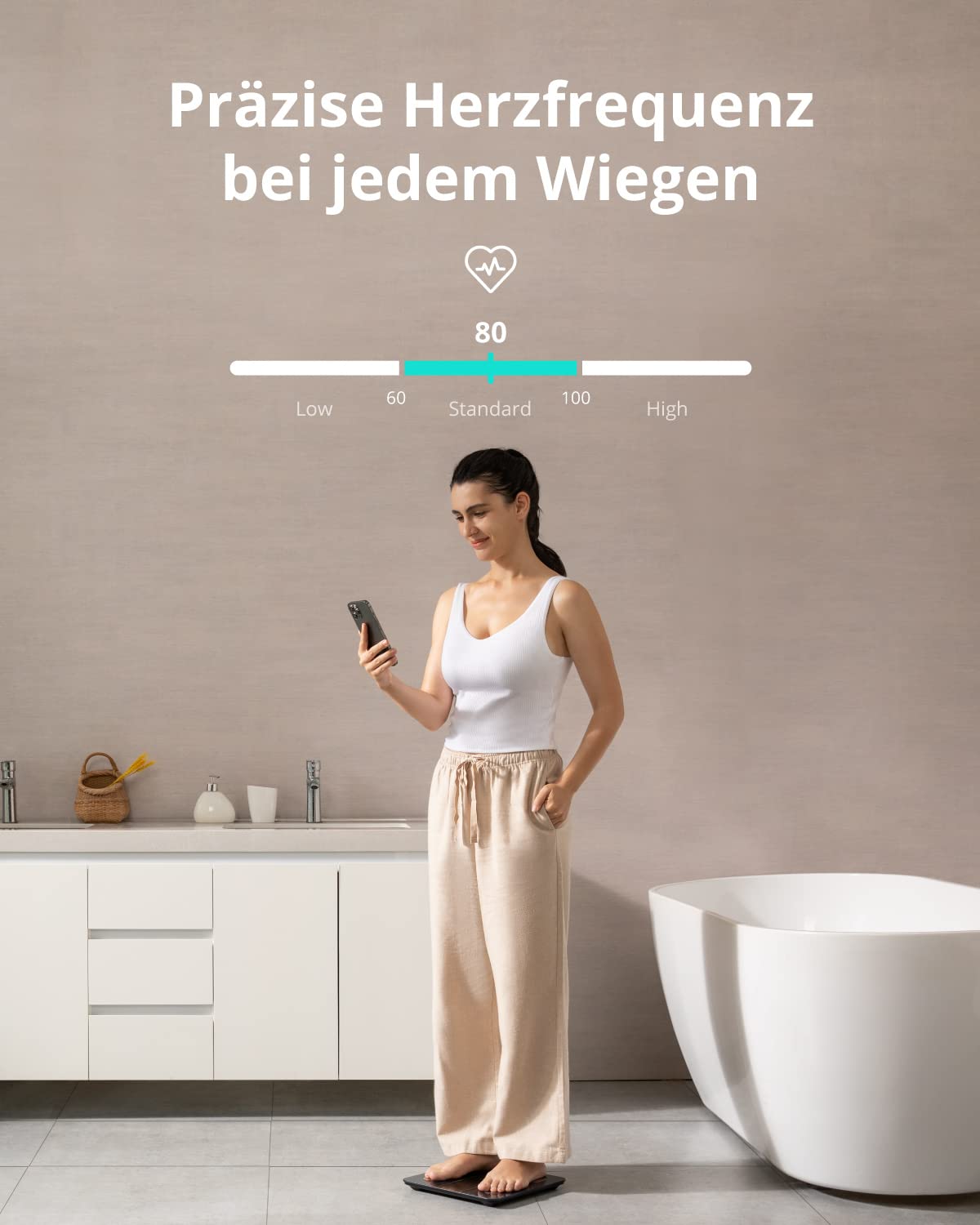 eufy Personenwaage, Smart Scale P2 Pro, digitale Körperfettwaage, WLAN/Bluetooth, 16 Messwerte inklusive Gewicht, Herzfrequenz, Körperfett, BMI, Muskel-/Knochenmasse (schwarz) – Bild 3