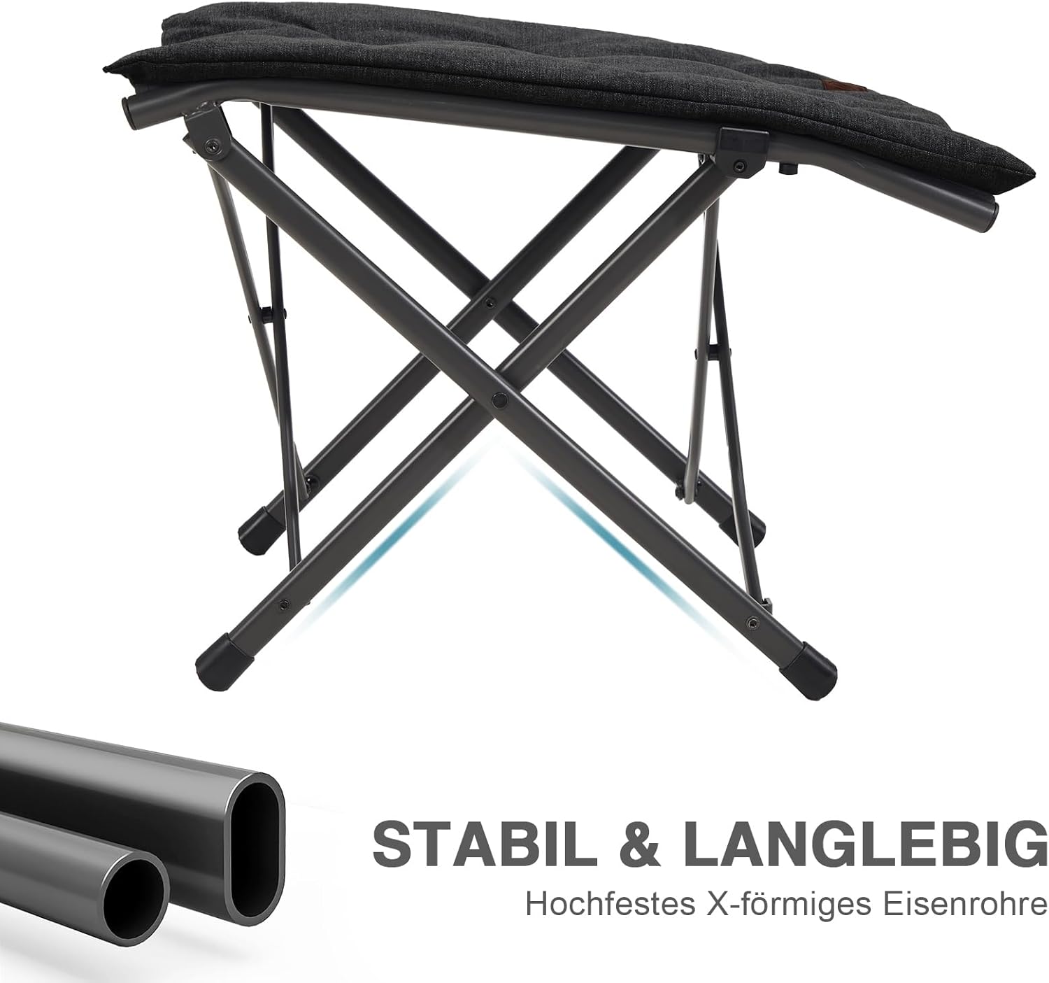 EVER ADVANCED Fußhocker, Fußstütze, klappbarer Klapphocker mit einer Höhe von 47 cm, Klapphocker, gepolsterte Fußstütze für Sessel, Garten- und Balkonstuhl – Bild 6