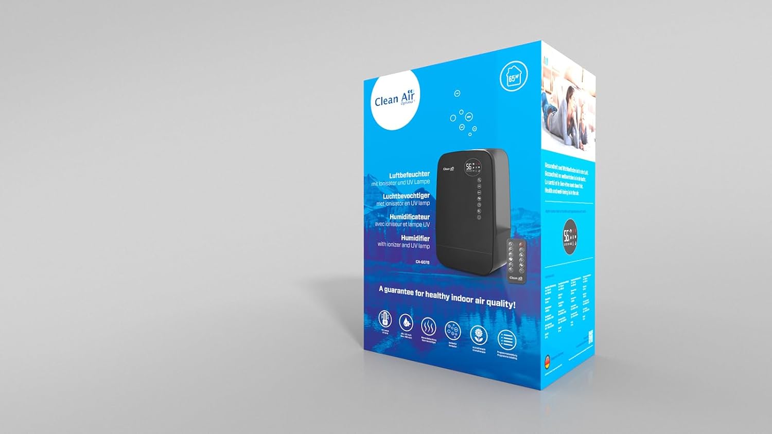 Clean Air Optima CA-607B Smart Luftbefeuchter mit Ionisator und Aromatherapie – Befeuchtungsleistung max. 480 ml/h – Wassertankinhalt 5,5 Liter – Geeignet für Räume bis 65 m²/160 m³ (Schwarz) – Bild 9