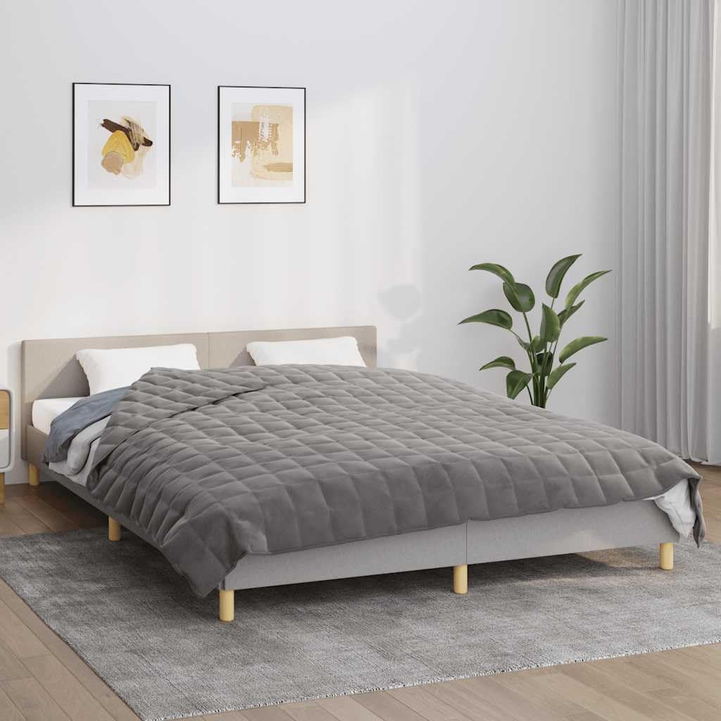 vidaXL Gewichtsdecke 200 x 200 cm, 9 kg, Grau, Baumwolloptik, gesteppt & atmungsaktiv, hypoallergen, für Super-King-Size-Betten, beruhigende Decke gegen Stress & Angst – Bild 2