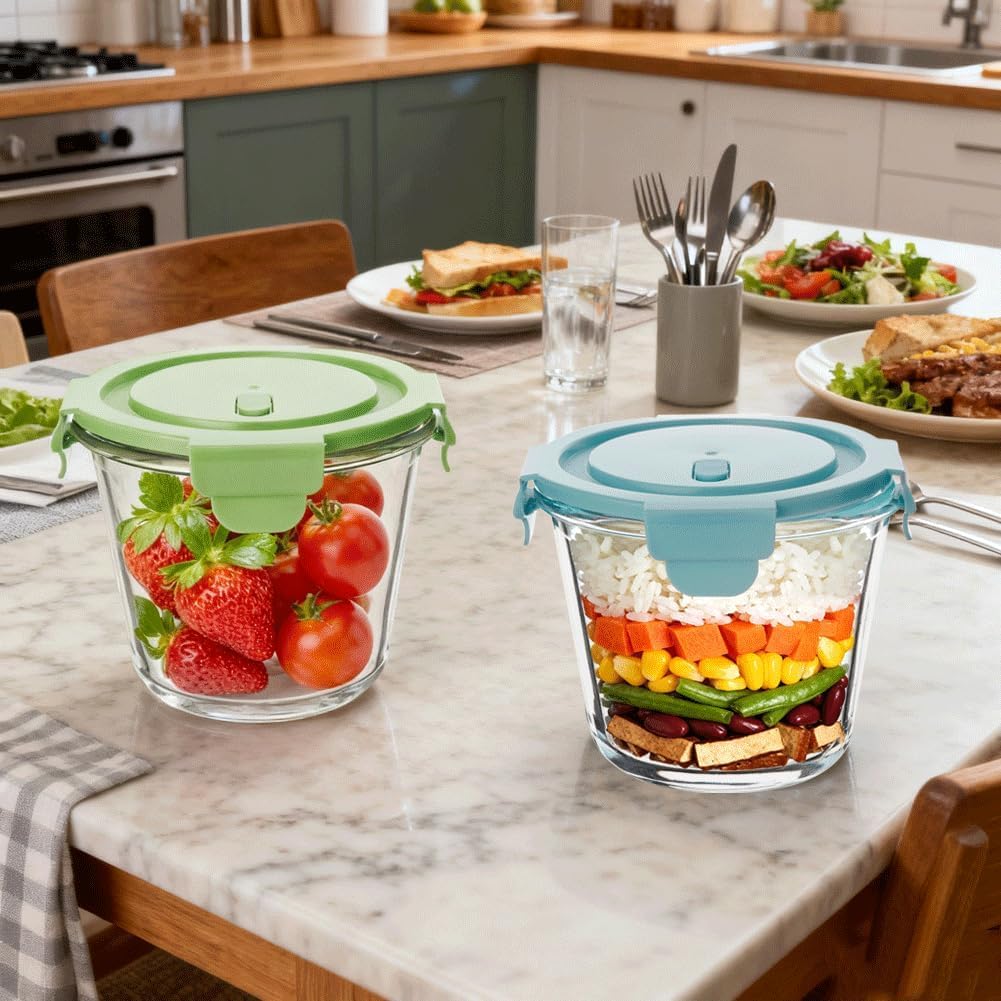 710 ml Glasbehälter mit Deckel, 4 Meal-Prep-Boxen aus Glas, Glasschüssel mit Deckel, Meal-Prep-Gläser, Glas-Suppenbehälter, spülmaschinenfest, mikrowellen- und gefriergeeignet, BPA-frei – Bild 2