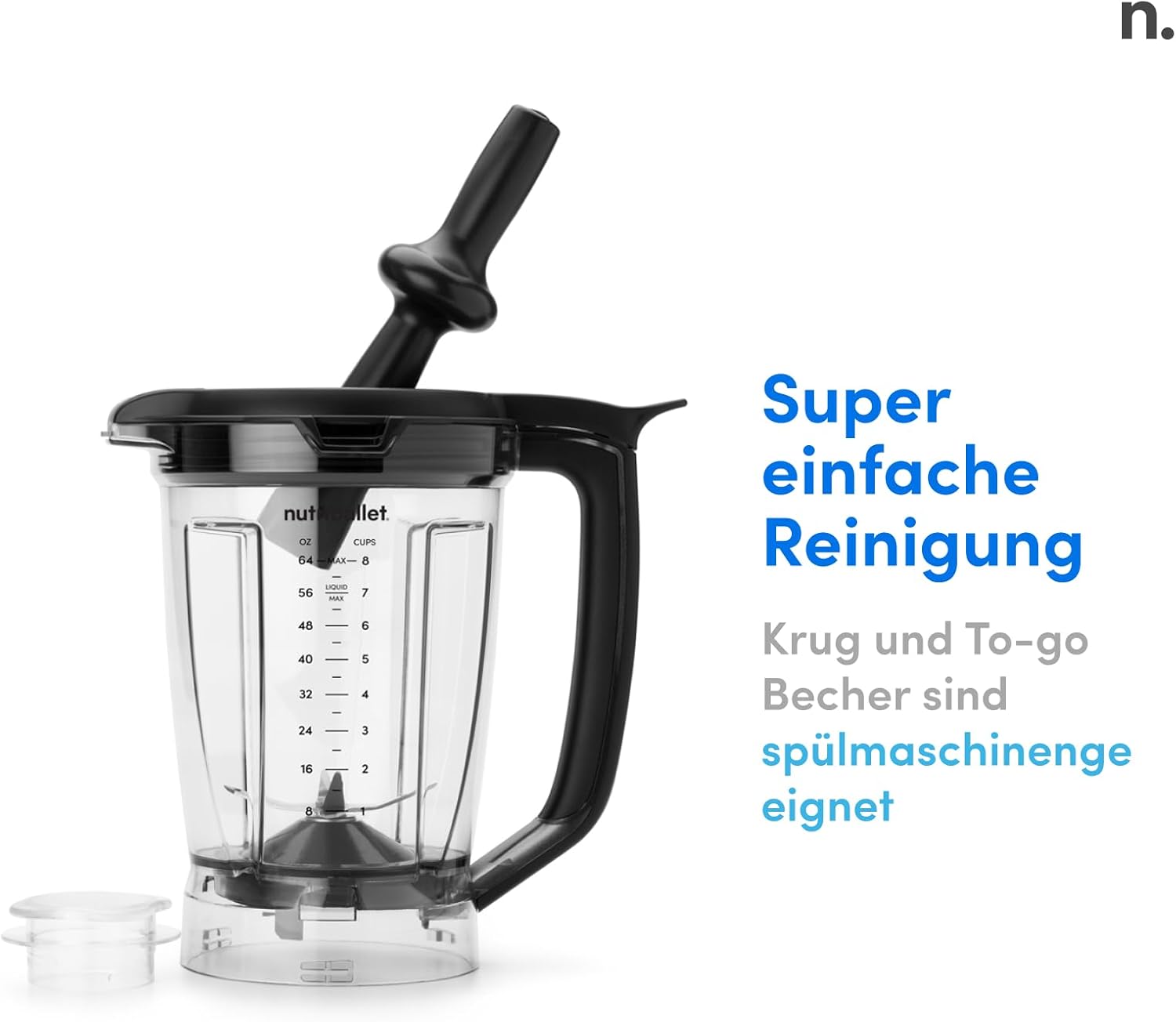 Nutribullet Full Size Blender Combo, elektrischer Mixer, multifunktionaler Zerkleinerer, professionell, 1200 Watt Leistung, 1,89 l Krug, 946 ml und 710 ml Gläser, Schwarz, NBF580B – Bild 7