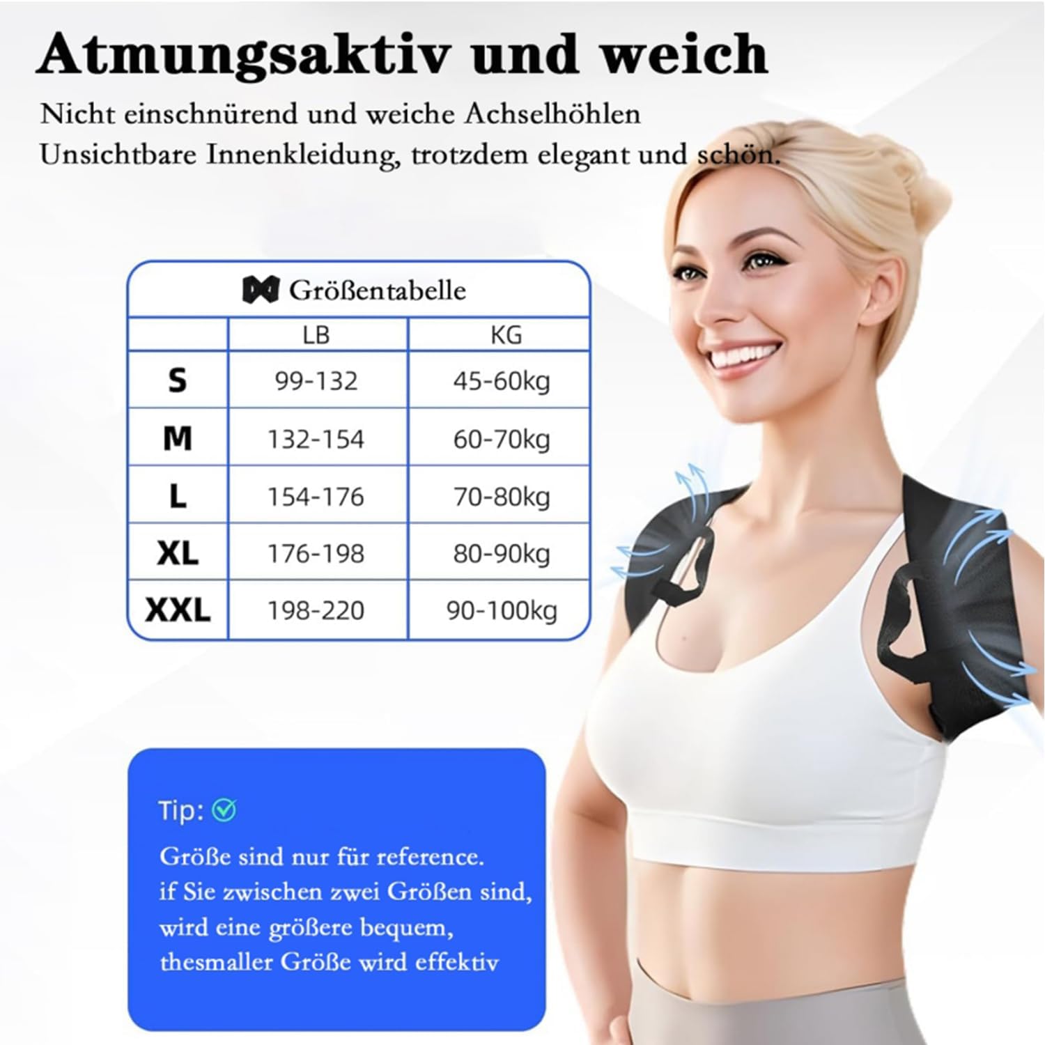 Haltungskorrektur Rücken, Rückenglätter, Schultergurt Haltungskorrektur, Rückenstützgürtel, Rückenstütze, Haltungstrainer, Rückenstabilisator für Damen und Herren, S – Bild 5
