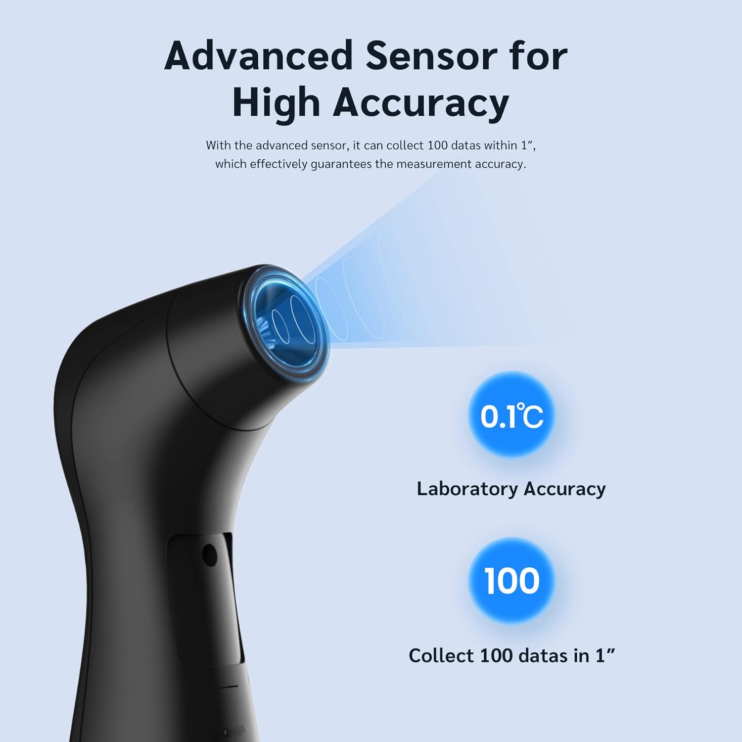 Femometer Stirnthermometer für Babys, Kinder und Erwachsene, kontaktloses Fieberthermometer mit Fieberalarm, 1s sofortige genaue Ablesung, Schwarz – Bild 4