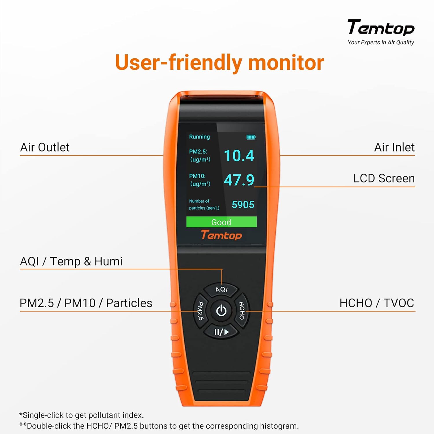 Temtop LKC-1000S+ 2. Raumluftqualitätsdetektor Innen-Formaldehydmonitor HCHO/PM2,5/PM10/TVOC-Datenausgabe – Bild 7