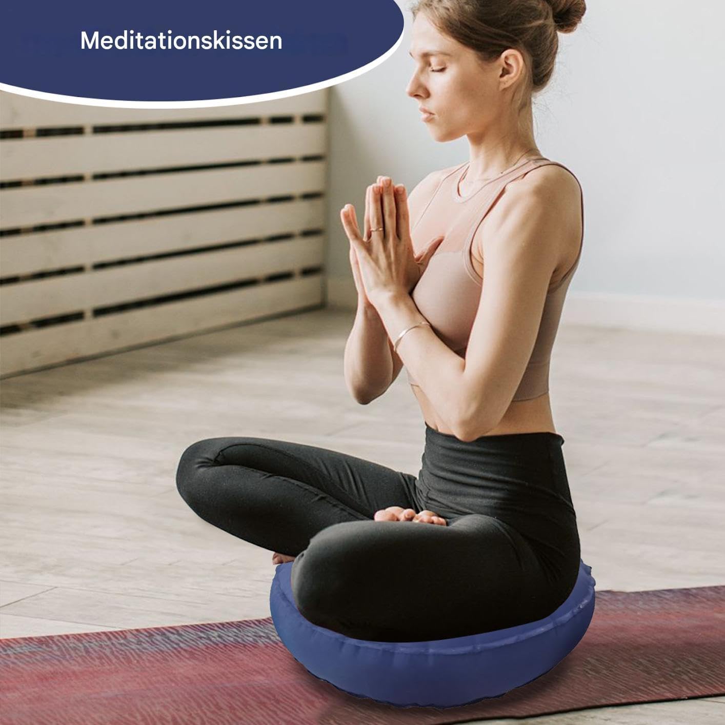 Meditationskissen – Aufblasbares Meditationskissen zum Sitzen auf dem Boden | Klappbares Sitzkissen für Zen-Gebet, Pilates, Zuhause, Garten, Outdoor, Herren und Damen – Bild 2