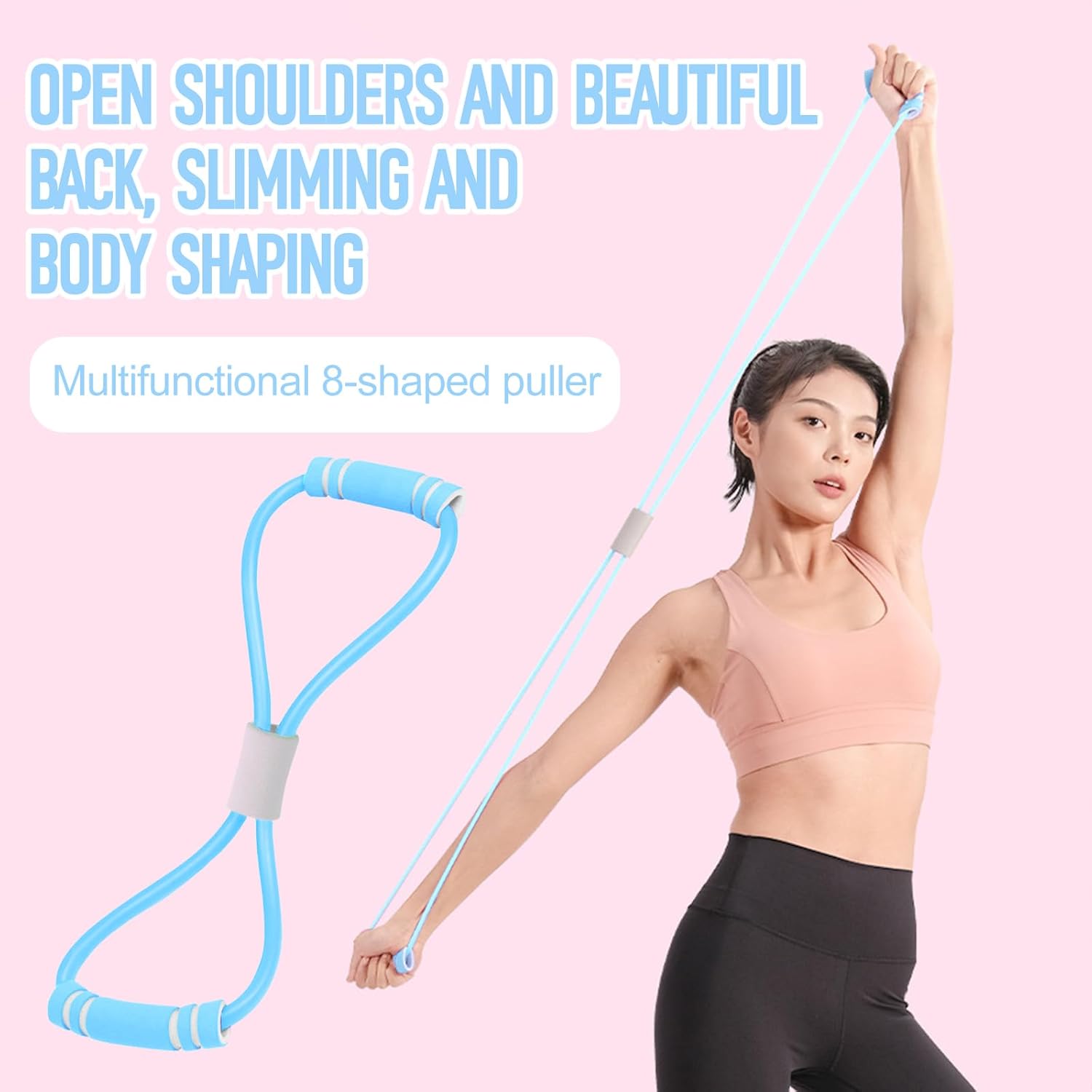 Pedal-Widerstandsband mit 8-förmigem Widerstandsband und Fitnessbändern, 6-Röhren-Gummi-elastisches Zugseil, Fitness-Übungsbänder, sicher und ungiftig – Bild 7