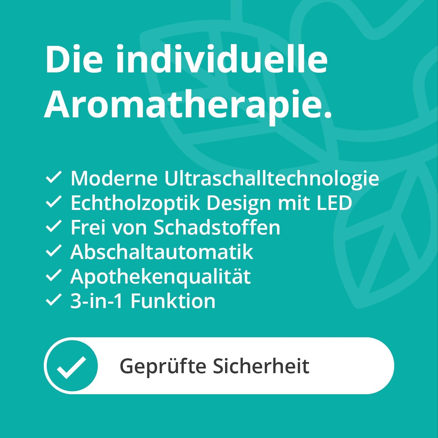 Aromadiffusor im Holzdesign mit weißem Aromadiffusor für ätherische Öle mit LED-Licht 3-in-1: Ultraschalldiffusor, Luftbefeuchter und Nachtlicht 400 ml aus der Apotheke – Bild 5