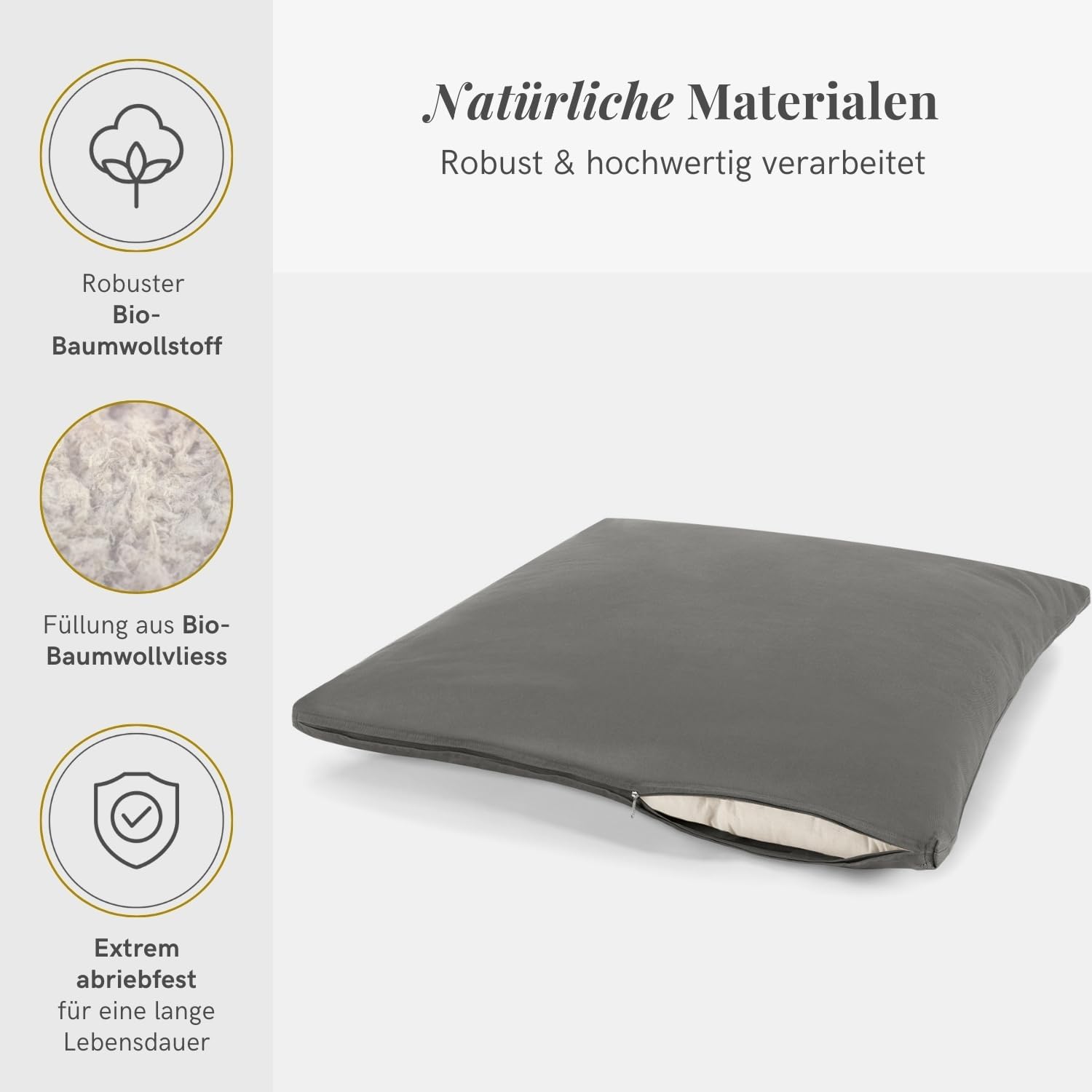 Lotuscrafts Zabuton Deluxe Meditationsmatte – extra dick – Meditationskissenunterlage für entspannte Meditation – waschbarer Bezug aus 100 % Baumwolle – GOTS-zertifiziert – Bild 3