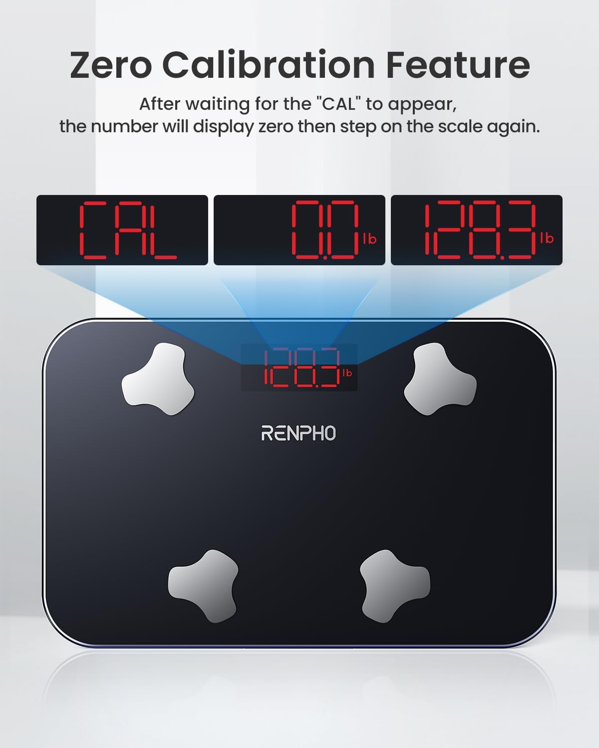 RENPHO Digitale Personenwaage, Mini-Waage mit Körperfett und Muskelmasse, tragbare Körperfettwaage, synchronisierbar mit Apps, maximal 180 kg, 28 x 18 cm – Bild 6