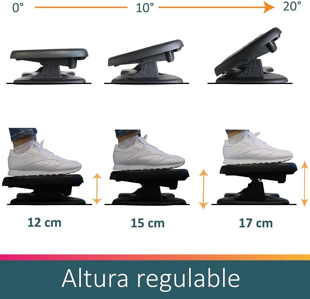 Unilux Nymphea Ergonomische Fußstütze für Büro, höhenverstellbar, rutschfest, Grau – Bild 4