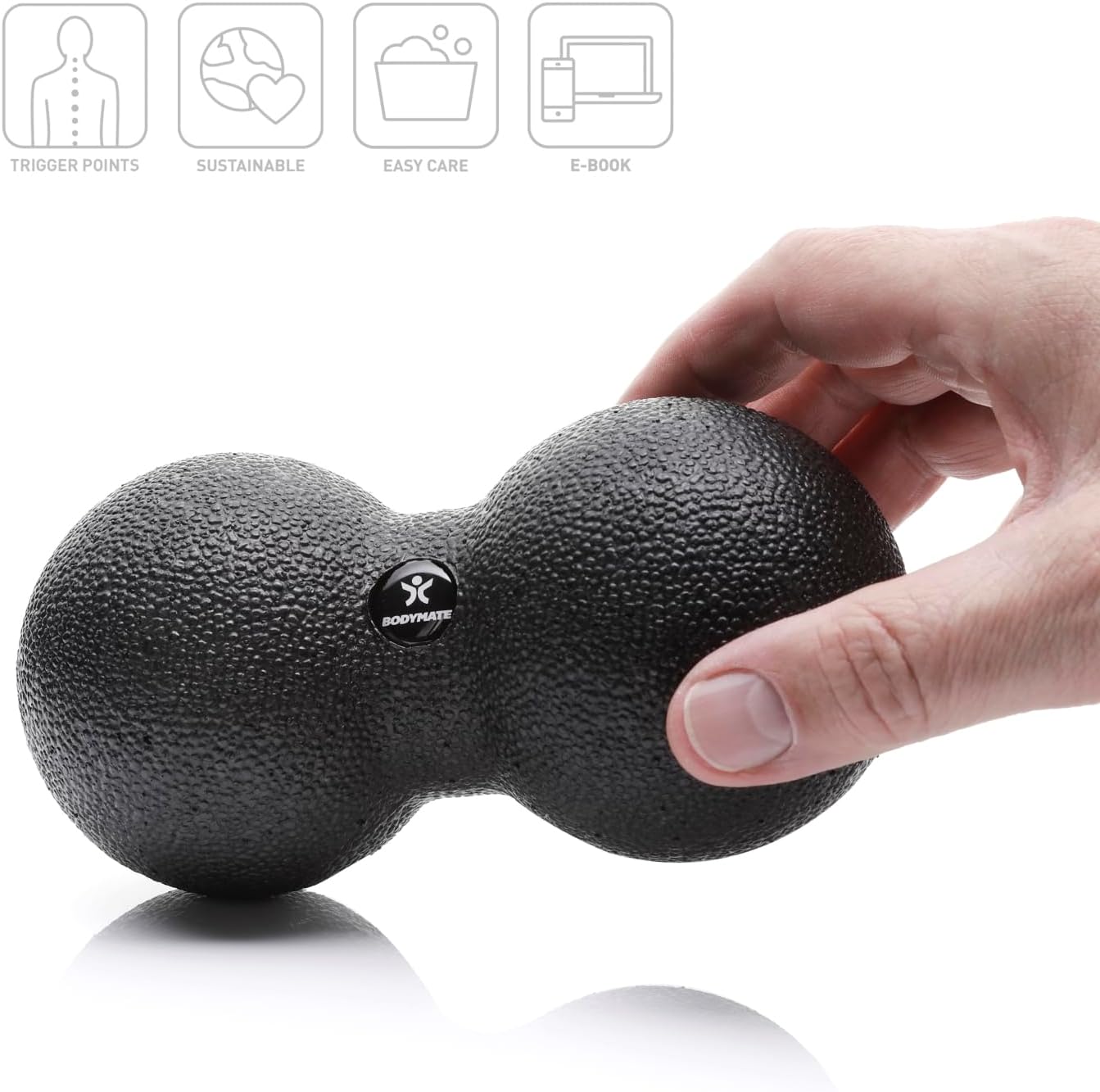 BODYMATE Faszienball in Schwarz – Selbstmassageball für das Faszientraining – Durchmesser 8 cm – Bild 2